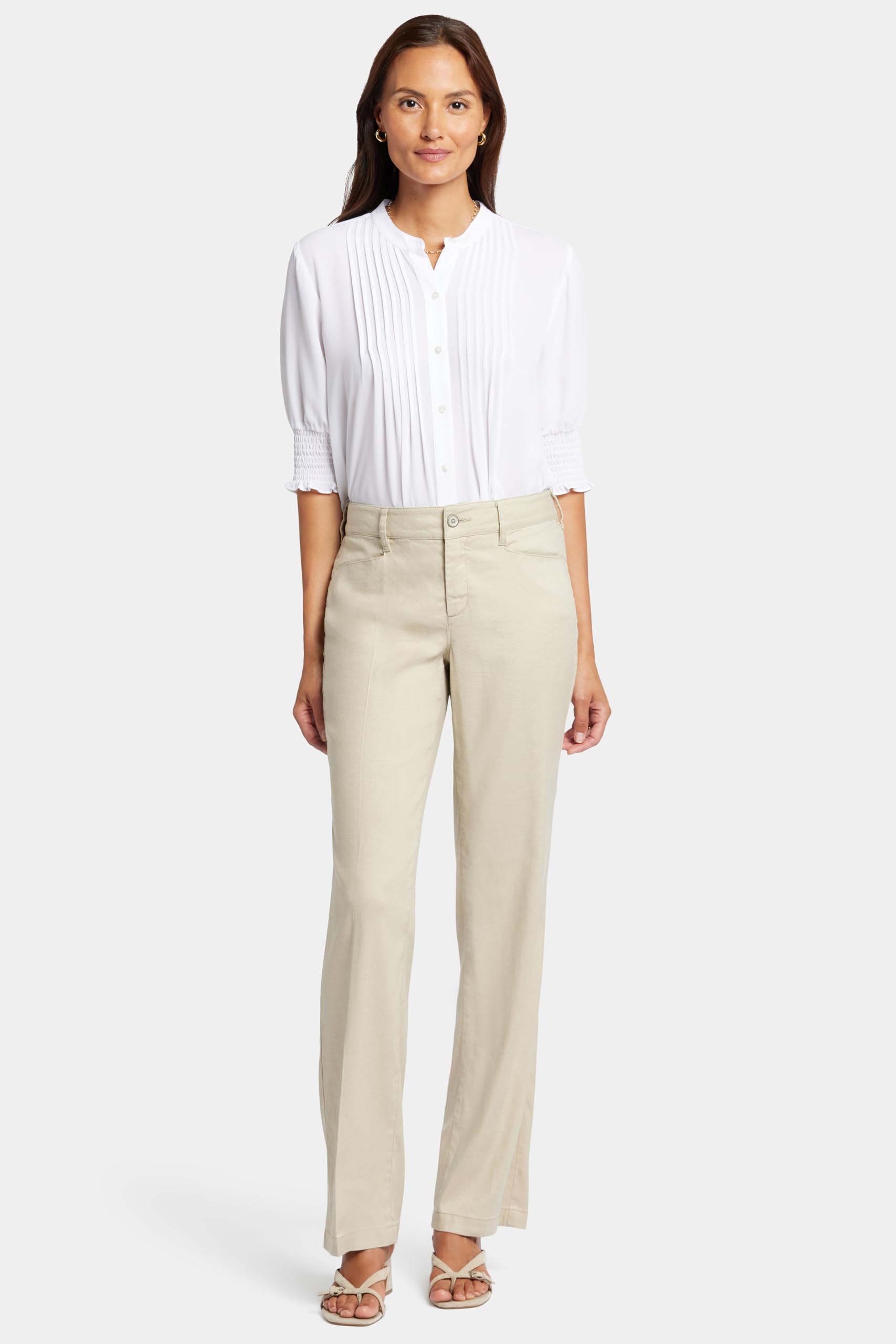NYDJ Women's Stretch Linen Pants - Comfortable Slim Fit Trousers for Work, Office & Casual Wear | Breathable Summer Pants for Women