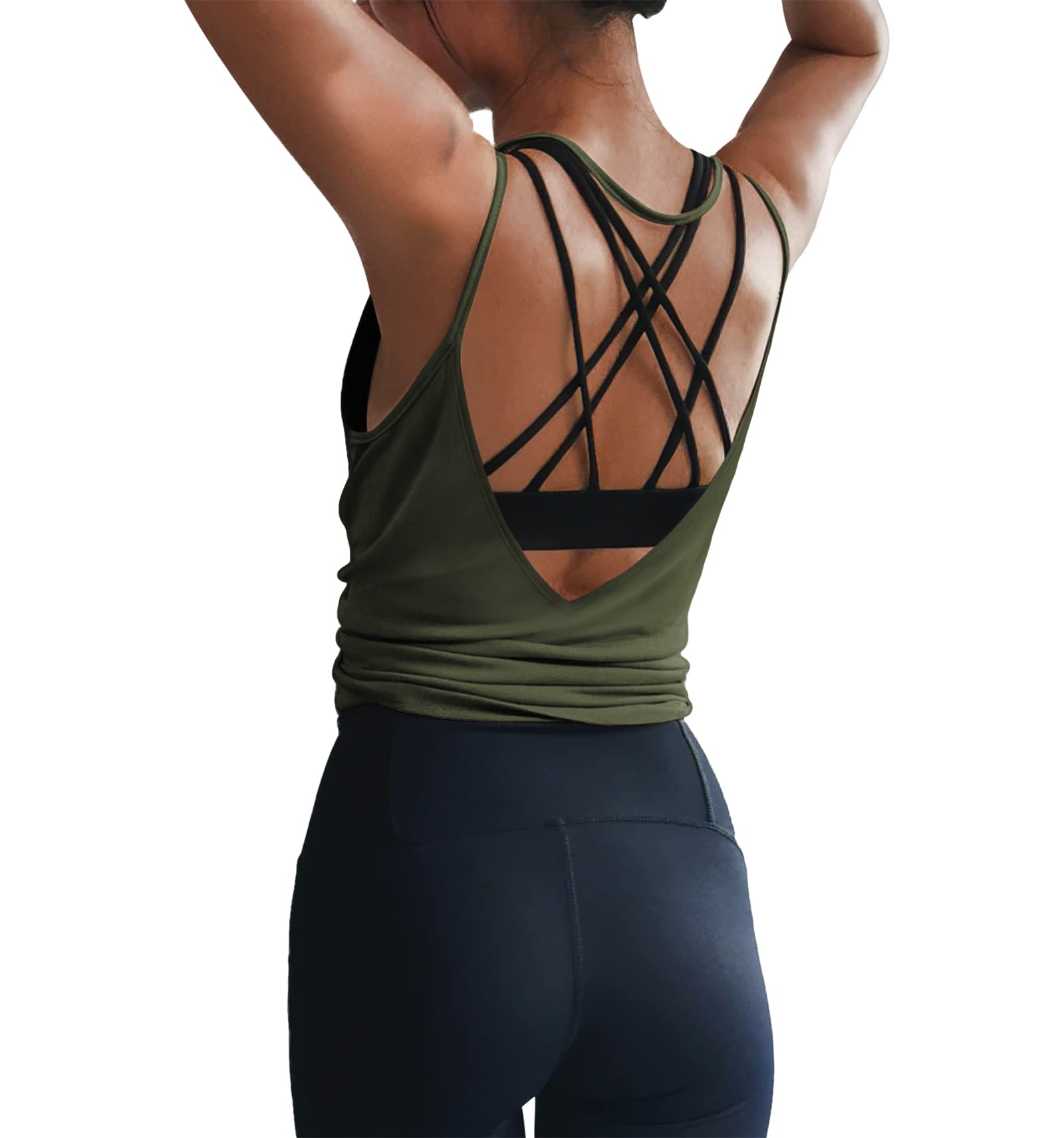 LEXISLOVE Women's Workout Shirts - Sexy Open Back Activewear, Sports & Yoga Tank Tops for Gym, Running & Fitness Training