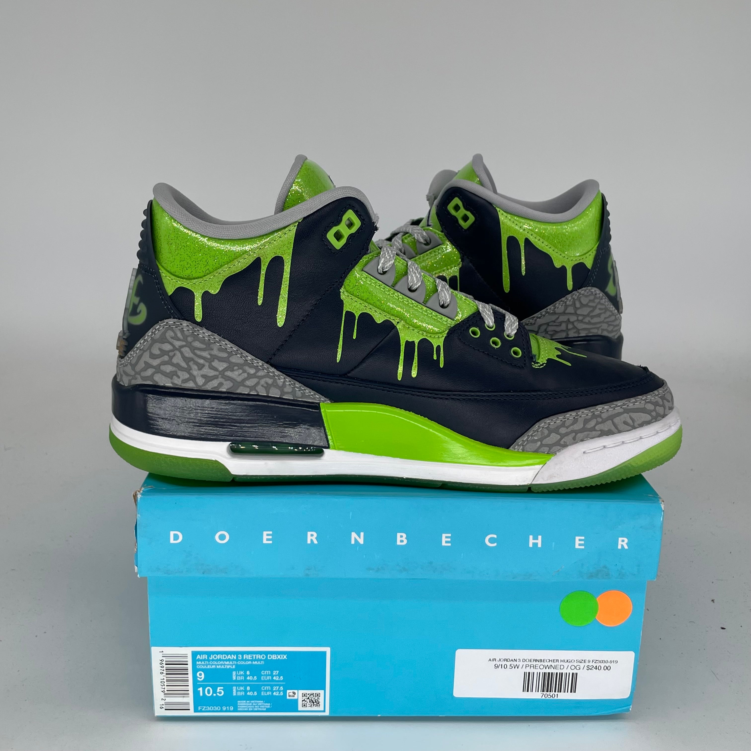 Original Air Jordan 3 Doernbecher Hugo Size 9 Men's Basketball Shoes FZ3030-919 - Retro Sneakers for Streetwear & Basketball Enthusiasts