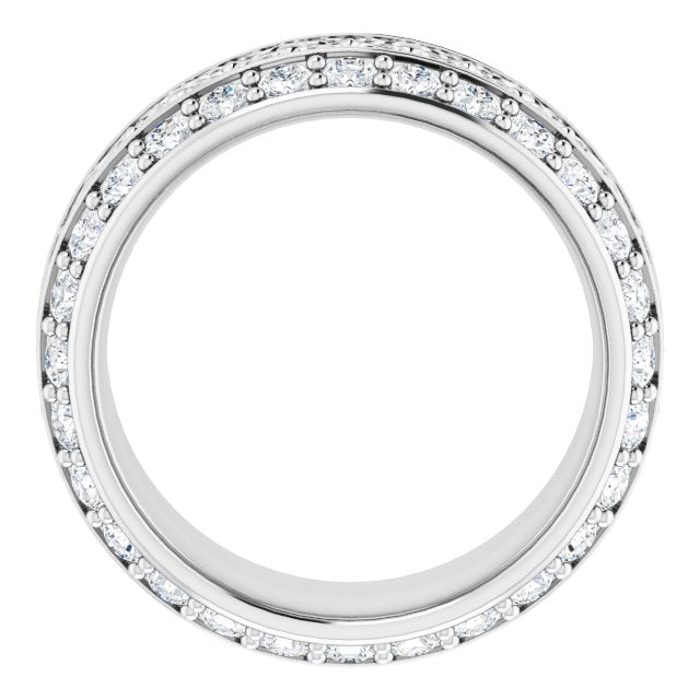 1.68 Carat Round Diamond Eternity Band - Double Row Diamond Wide Wedding Ring for Women - Perfect for Anniversaries, Engagements & Special Occasions