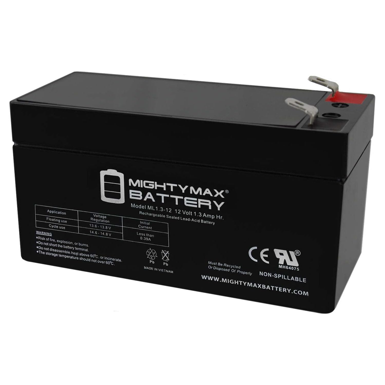 Mighty Max 12V 1.3Ah Rechargeable Battery - Replacement for Technacell TC1212 Emergency Lights - Perfect for Exit Signs, Security Systems & Backup Power Supply