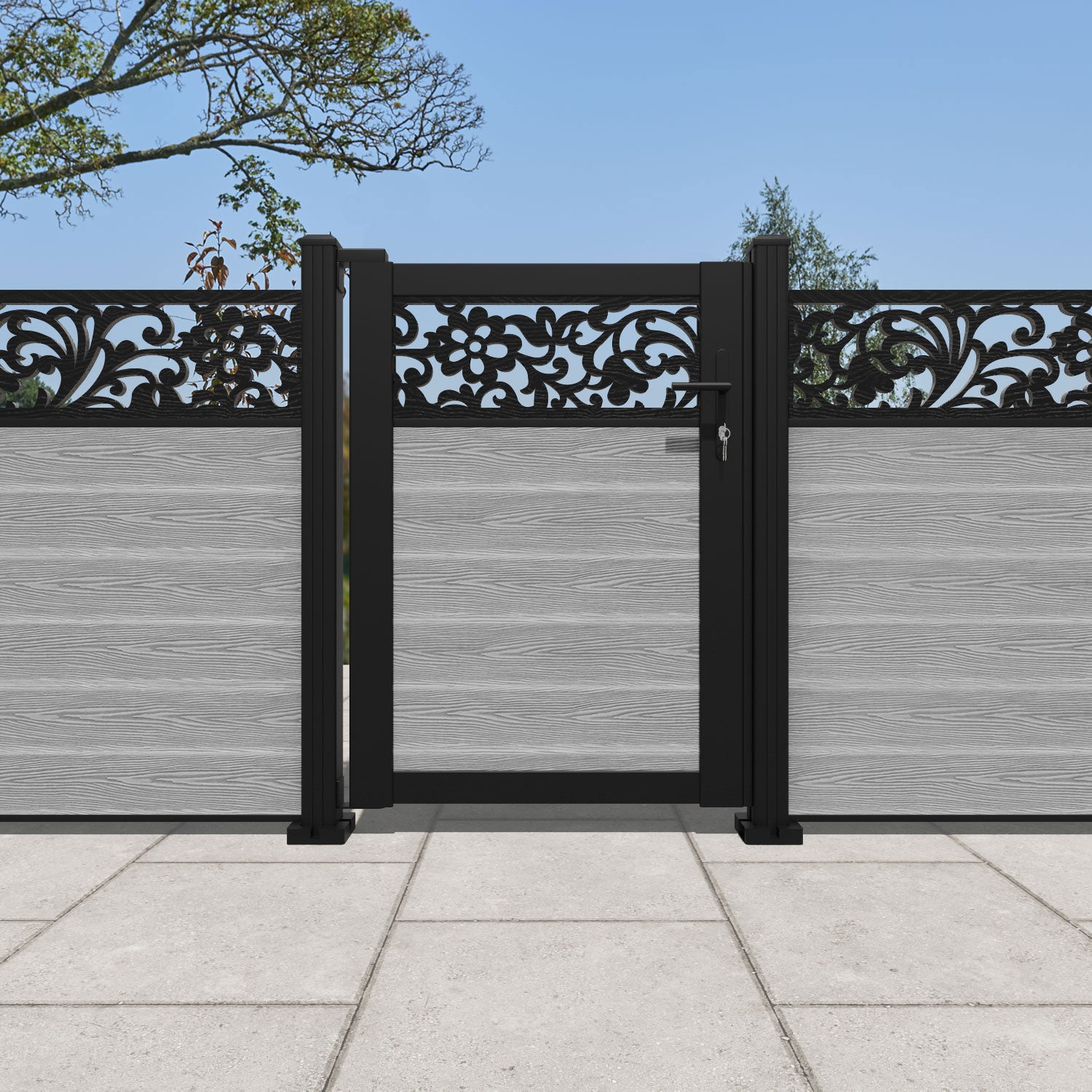 Classic Eden Pedestrian Gate - Light Grey Steel Garden Fence Gate for Home & Yard Security | Durable Outdoor Entryway Solution for Driveways, Walkways & Backyard Access
