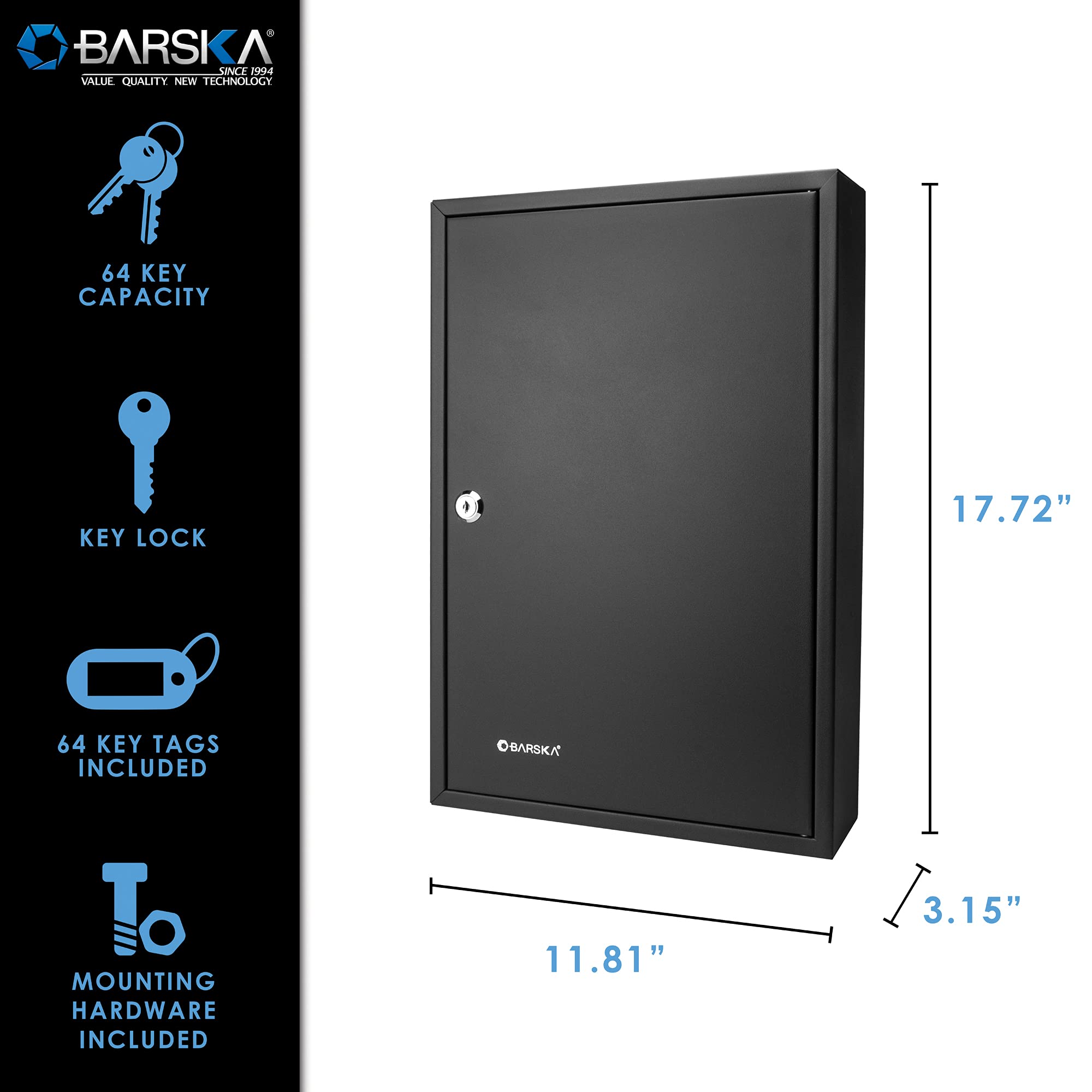 Barska 64 Position Key Cabinet with Key Lock - Secure Key Storage Solution for Home, Office, and Commercial Use