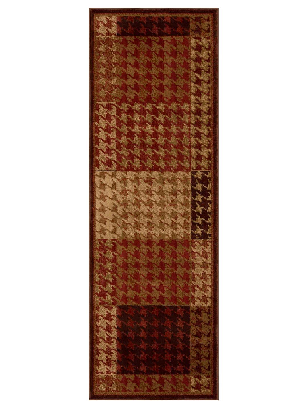 Modern Abstract Checkered Geometric Border Indoor Area Rug - Non-Slip Living Room Runner Carpet for Bedroom, Hallway, Dorm Decor
