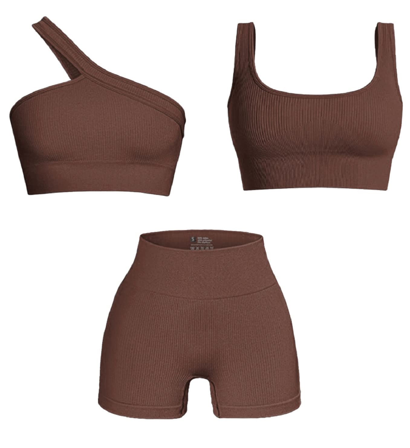 Seamless 2-Piece Workout Sets for Women - Sexy One Shoulder Sports Bra & High Waist Yoga Shorts | Gym, Running & Yoga Outfits