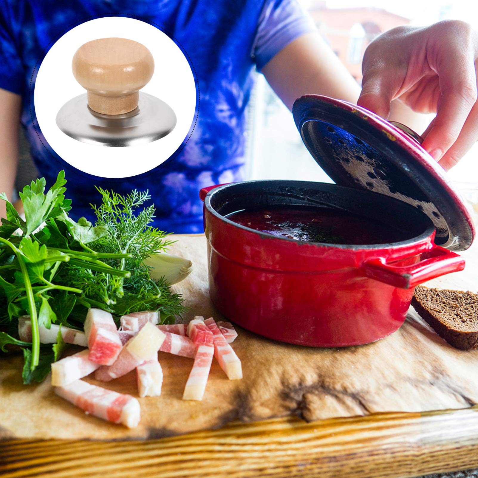 12pcs Universal Wooden Pot Lid Knobs - Solid Wood Cookware Handles for Saucepan, Glass & Stove Top Covers - Kitchen Accessories for Secure & Easy Grip While Cooking