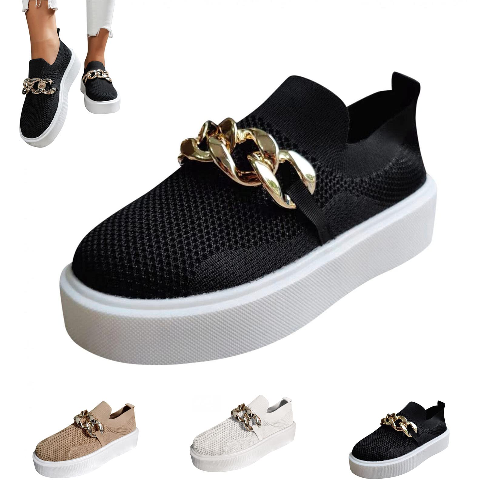 YTINGNICE Women's Platform Fashion Sneakers - 2023 New Slip-On Walking Shoes, Lightweight Casual Loafers for Women | Perfect for Walking, Travel & Everyday Wear