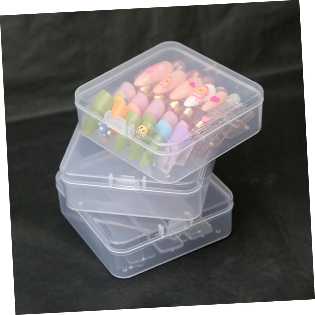 LALAFINA 2 Sets Empty Nail Tips Container - Nail Art Display Stand & Fake Nails Storage Case - Keep Artificial Nails Organized & Accessible - Perfect for Salon, Home Manicure & Nail Art Enthusiasts