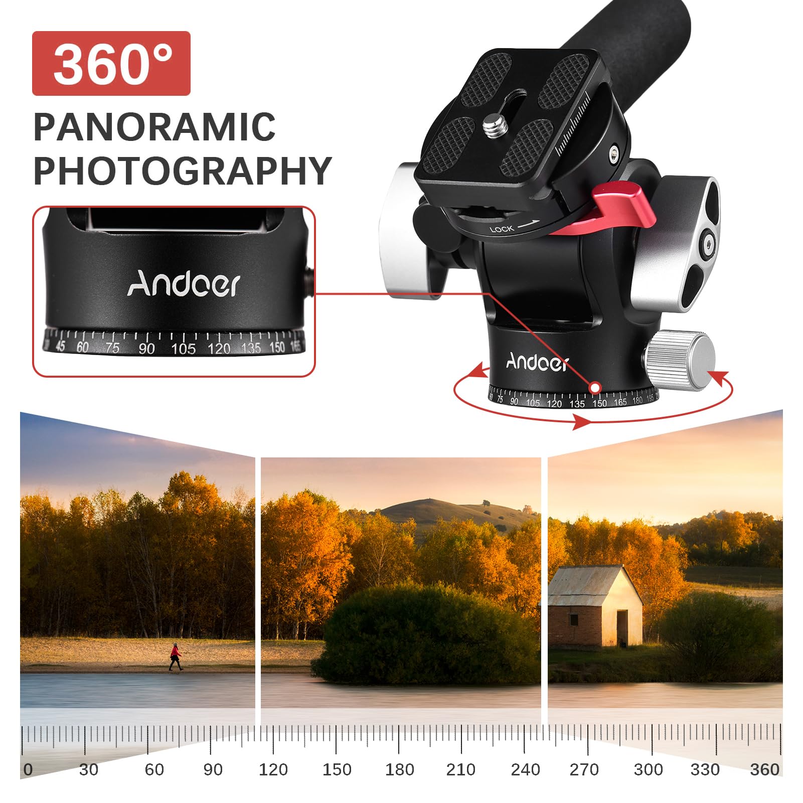 Andoer Professional Aluminum Alloy Fluid Video Tripod Head with Quick Release Plate - Smooth Pan & Tilt Motion for DSLR Cameras, Camcorders, Telescopes (10kg/22lbs Load Capacity) - Perfect for Vlogging, Live Streaming, and Outdoor Photography