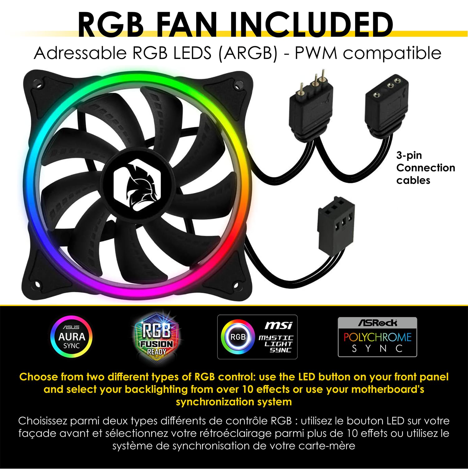 EMPIRE GAMING Darkwitcher Mid-Tower ATX PC Gaming Case with ARGB Lighting - Metal Mesh Front Panel & Tempered Glass Side Panel - Includes 4x 120mm 5V PWM Addressable RGB Fans - High Airflow Gaming PC Case for Ultimate Gaming Setup - Perfect for High-Performance Gaming PCs, Streaming Rigs & Esports Battlestations