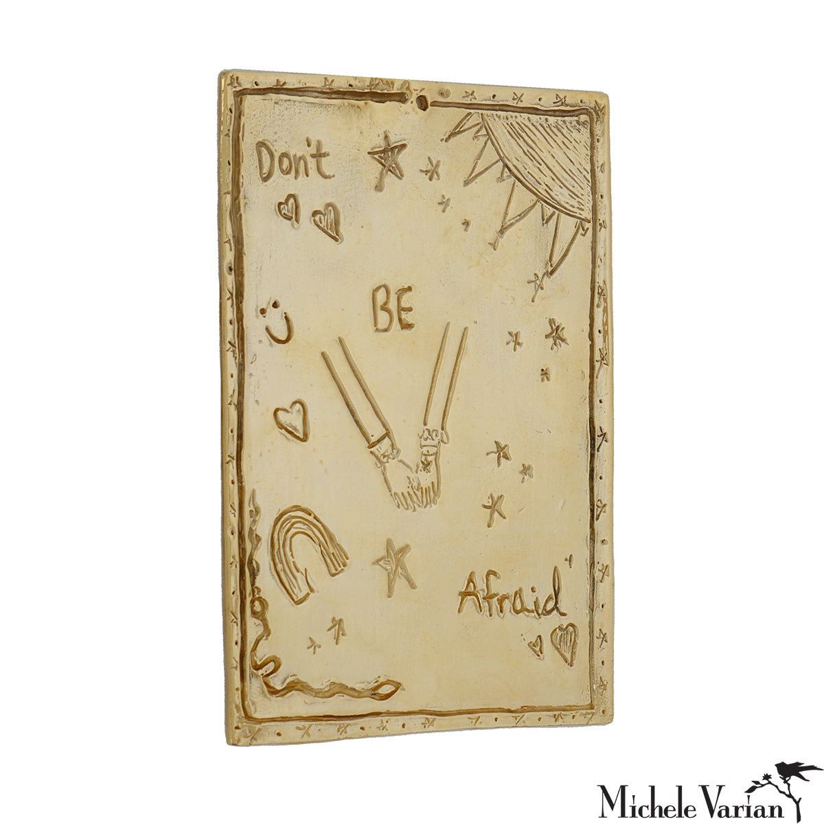Handmade Brass Wall Art - 'Don't Be Afraid' Inspirational Home Decor for Living Room, Bedroom & Office - Perfect for Meditation Spaces & Gift Giving