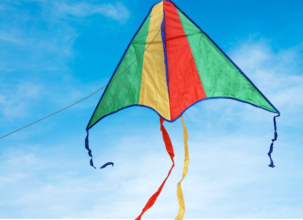 JA-RU Delta Kite Nylon Large Bulk Pack of 24 Assorted Kites for Kids - Easy to Assemble & Fly Outdoor Toys, Birthday Party Favors Gifts with Free Bouncy Ball (9877-24p) | Perfect for Beach Days, Park Playdates, and Summer Outdoor Family Activities
