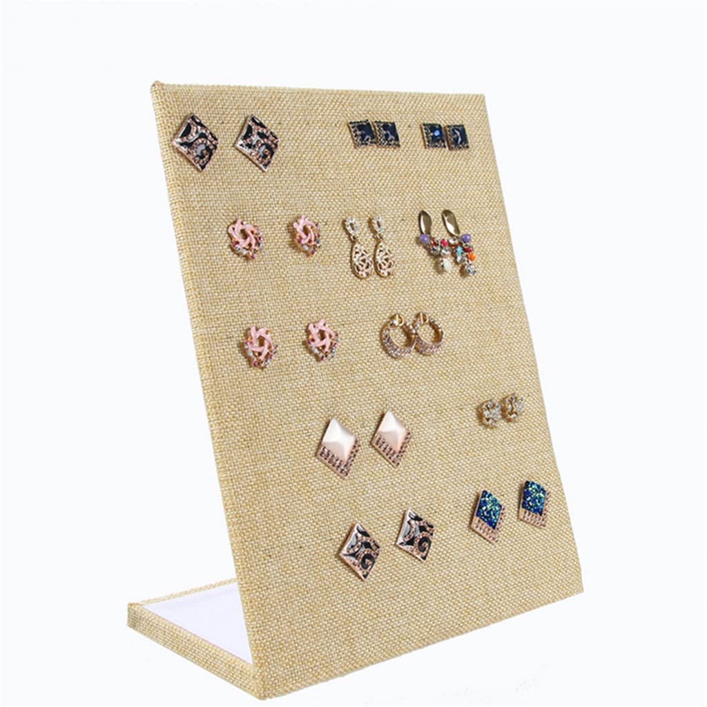 Beige Jewelry Display Stand - 24x20x10cm Earring Holder & Jewelry Organizer Box for Store Shelves, Ear Ring Display Board - Perfect for Boutique, Retail Stores and Home Jewelry Organization