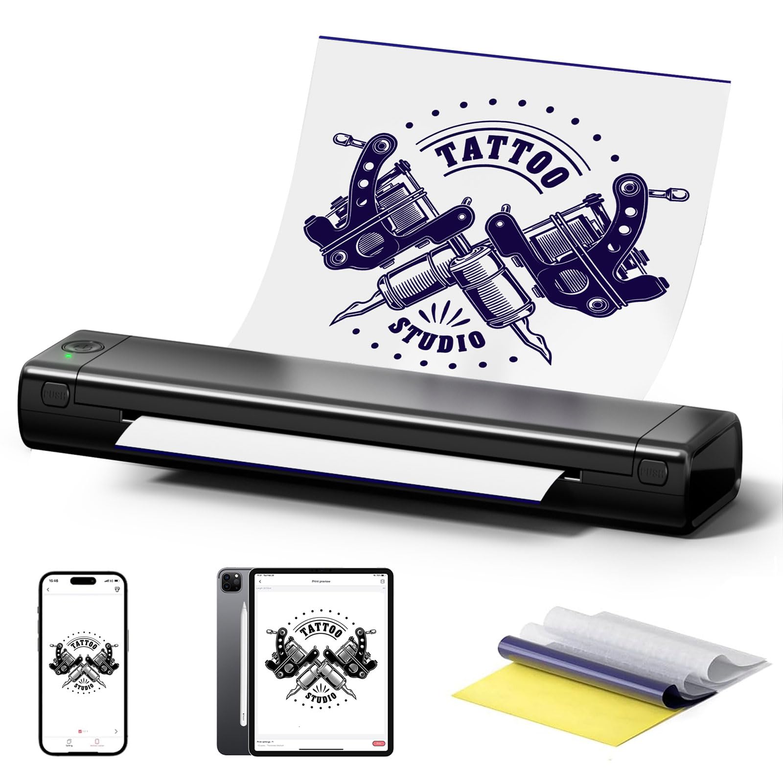 Zoolion M08F Tattoo Stencil Printer - Thermal Transfer Machine for Tattoo Artists with 10Pcs Transfer Paper | Compatible with Phone, Tablet & PC | Perfect for Tattoo Studio, Home Practice & Professional Tattooing