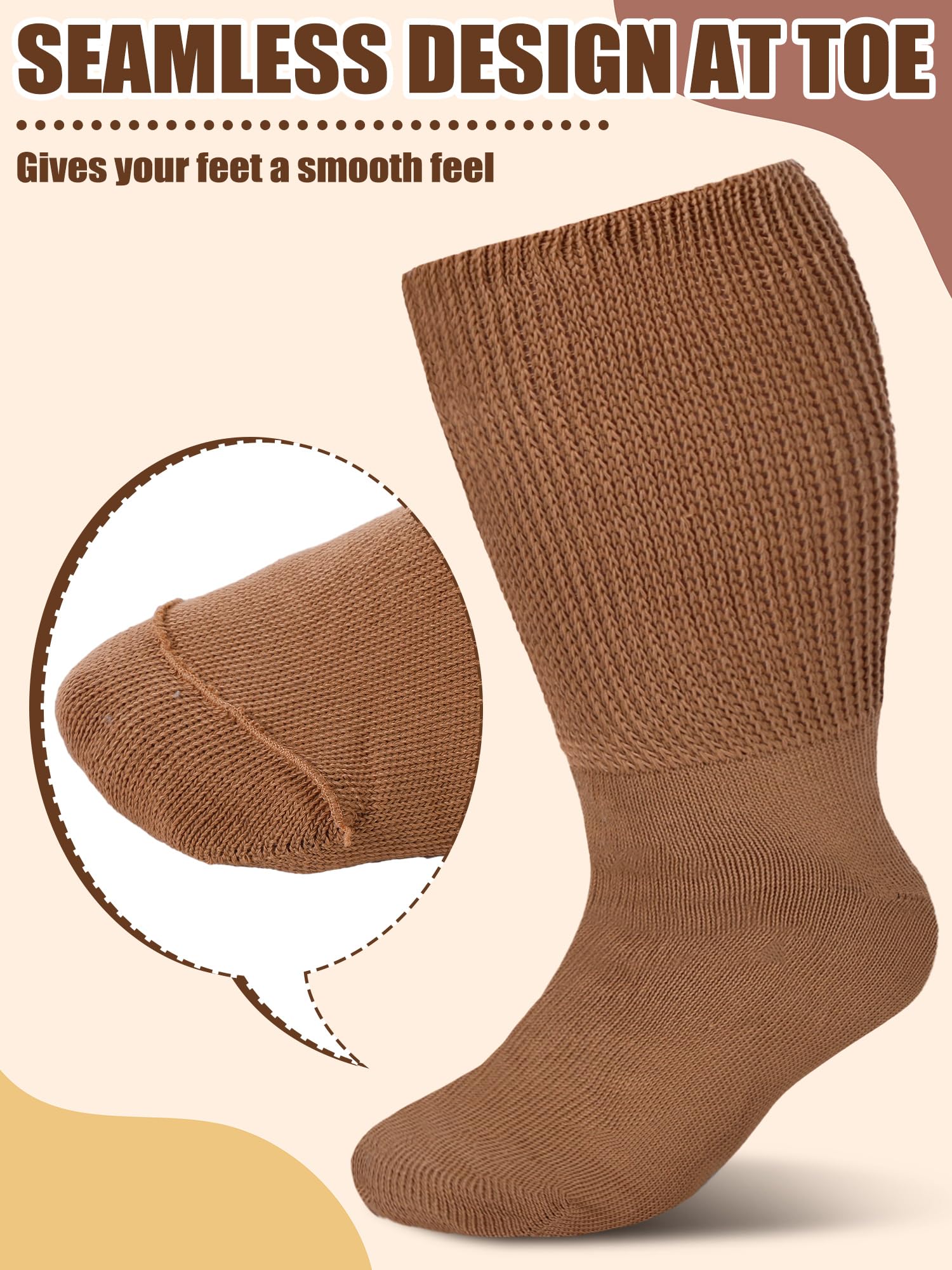 4 Pairs Wide Lymphedema Socks for Women 9-11 - Comfort for Swollen Feet & Bariatric Use