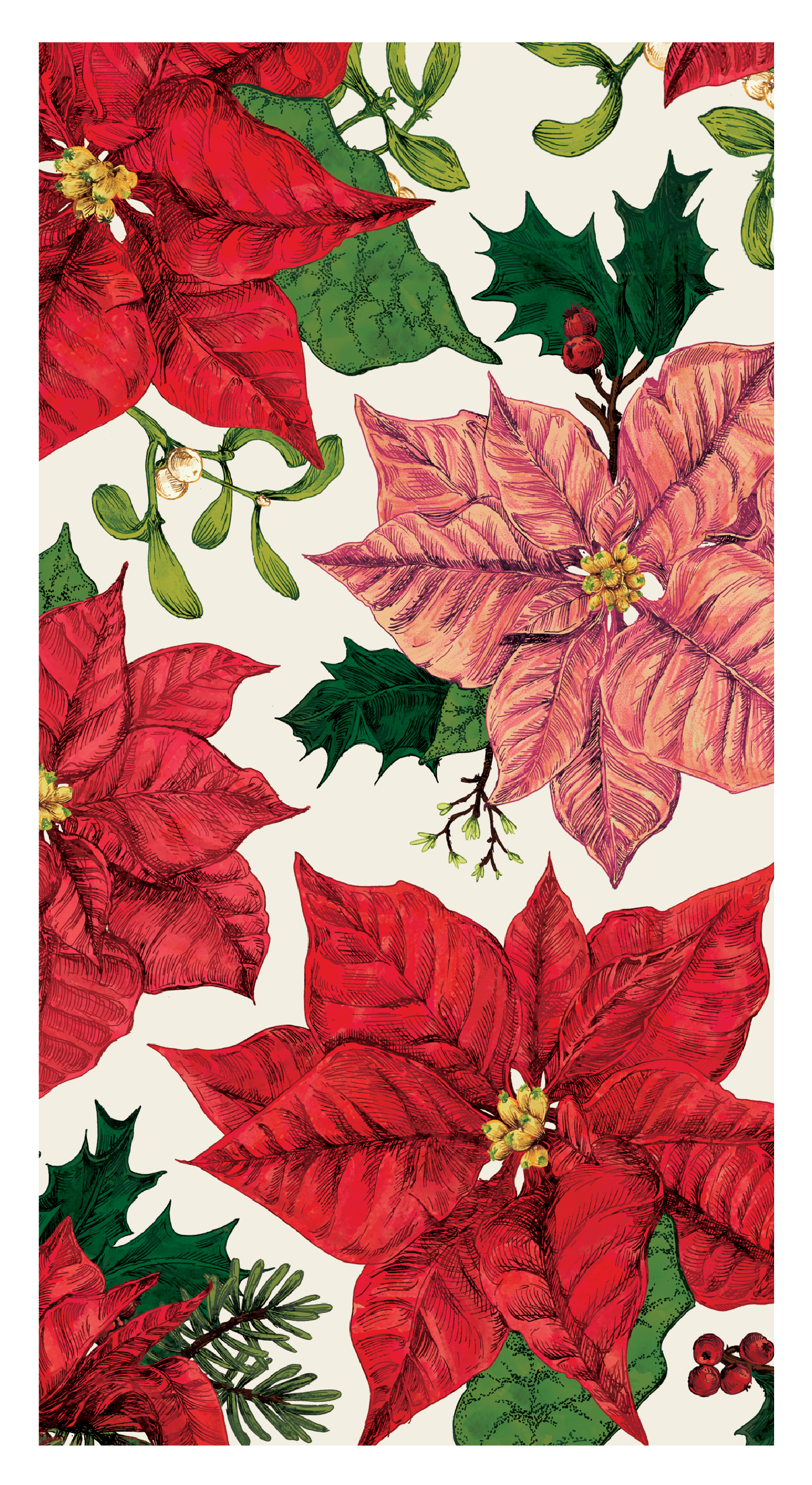 Hester & Cook Poinsettia Guest Napkins - Set of 16 Elegant Holiday Paper Napkins for Christmas Dinner Party, Wedding, and Special Occasions