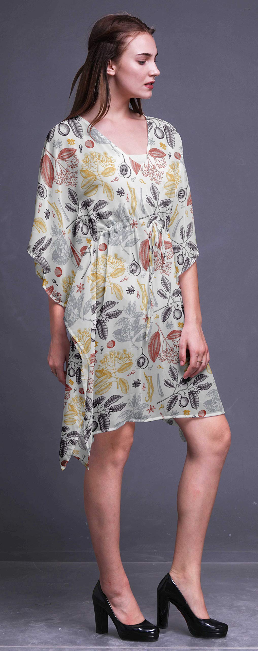 Bimba Women's Short Caftan Midi Dress - Beach Cover Up, Swimwear Cover Up, Summer Kaftan Dress for Pool, Vacation & Boho Outfits