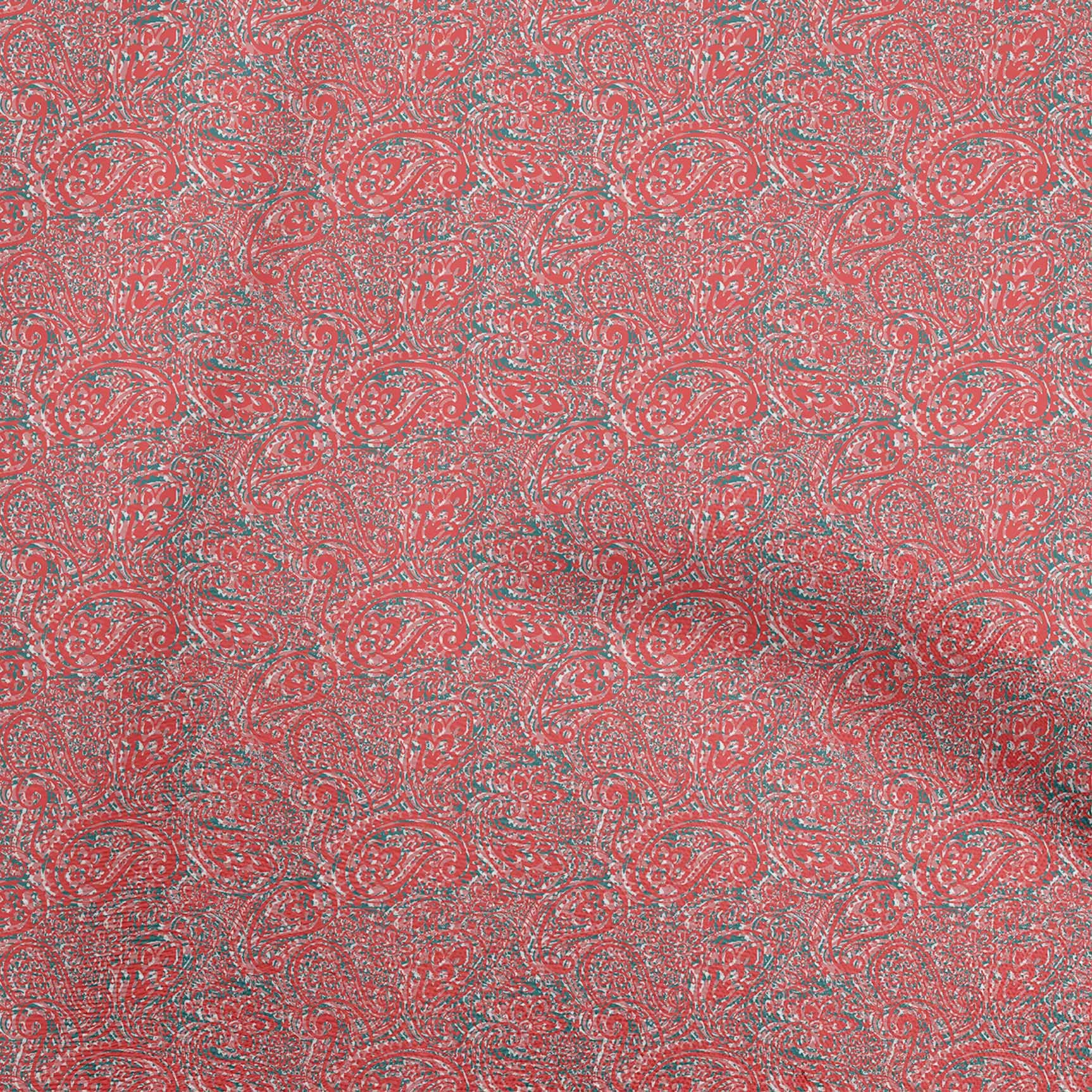 oneOone Polyester Spandex Pink Kalamkari Print Dress Fabric - 56 Inch Wide by The Yard (259) - Perfect for Sarees, Kurtas & Home Decor Textiles