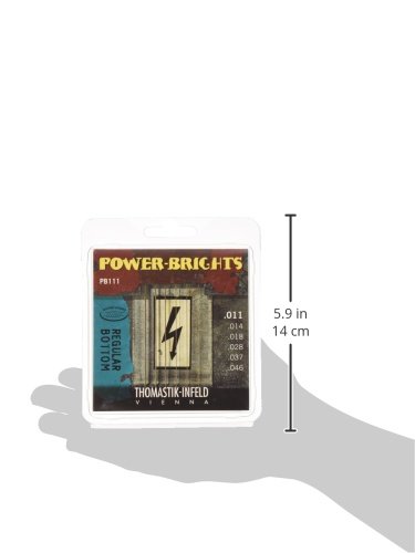 Thomastik-Infeld PB111 Electric Guitar Strings - Power-Brights 6 String Set, Round Wound with Magnecore Technology (E B G D A E) | Perfect for Rock, Blues & Studio Recording