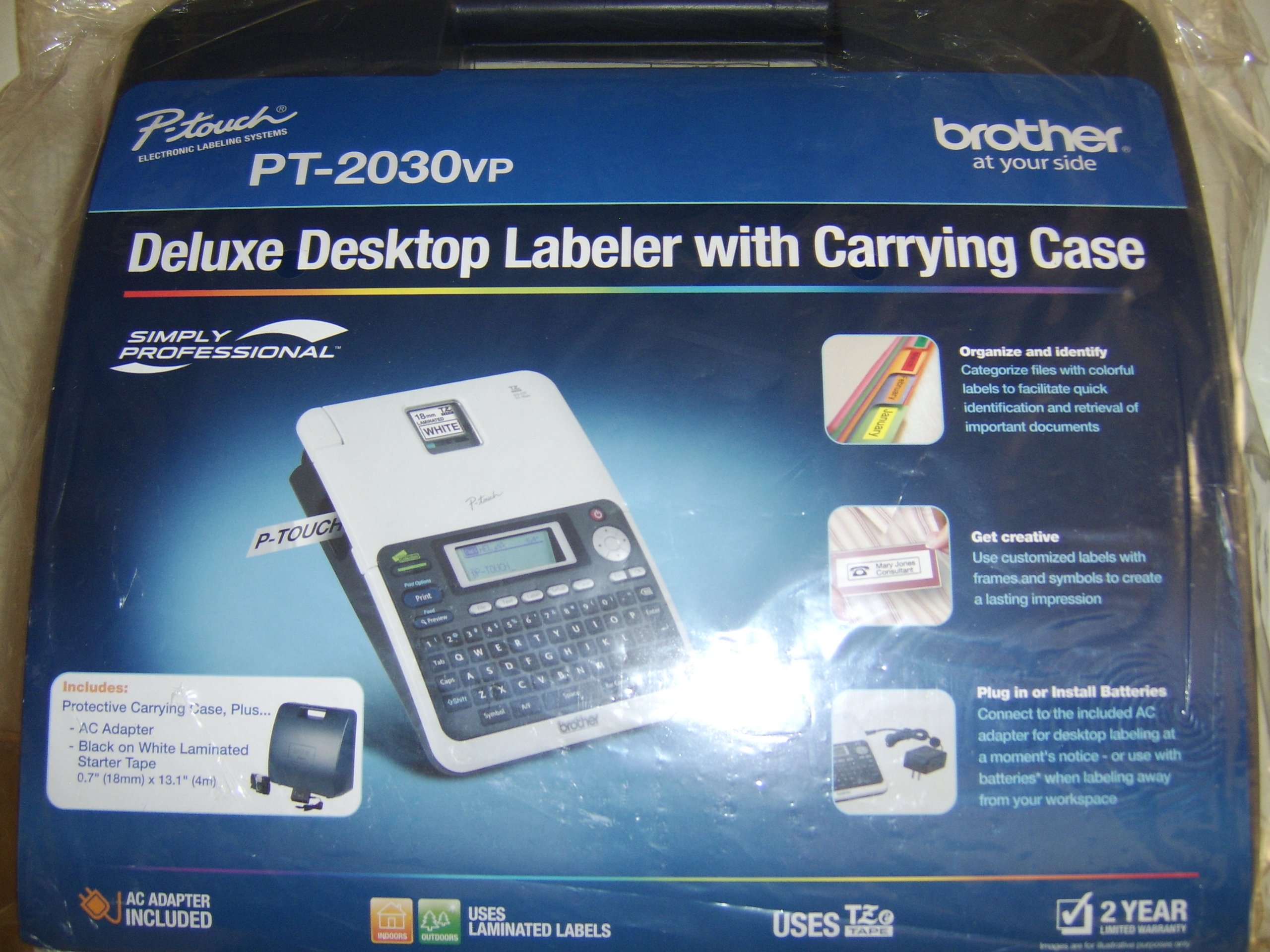 Brother PT2030VP Desktop Label Maker with Carry Case - Easy-to-Use Office Labeling Machine for Files, Folders & Organizing | Perfect for Home, Office & Small Business Organization