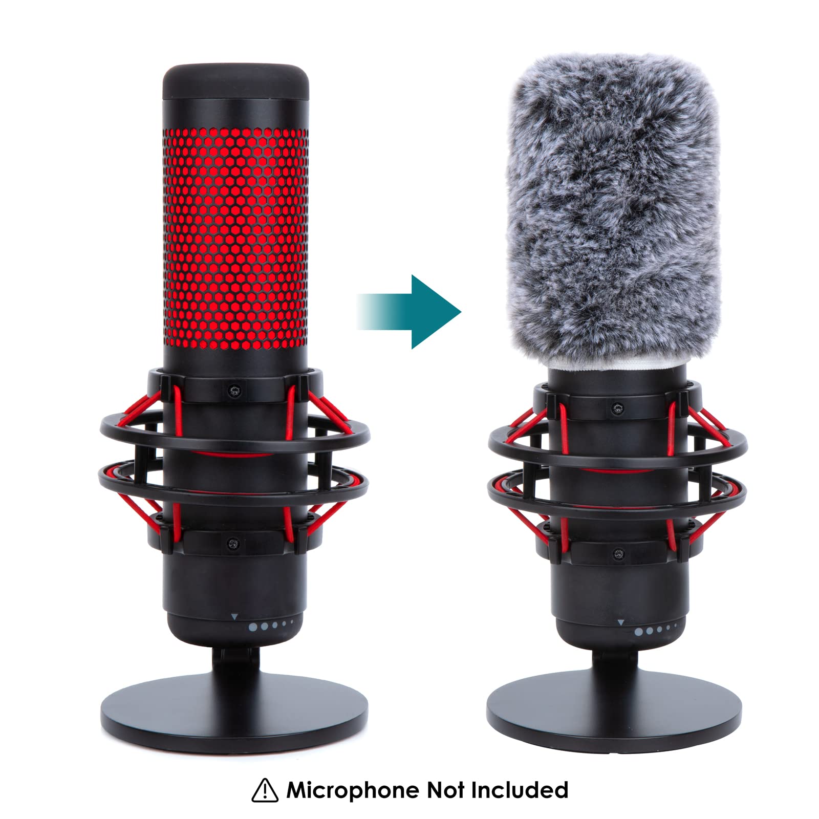YOUSHARES QuadCast Microphone Windscreen - Furry Wind Cover & Shield for HyperX QuadCast & QuadCast S Mic - Reduce Ambient Noise & Wind Breezes for Streaming, Podcasting & Gaming