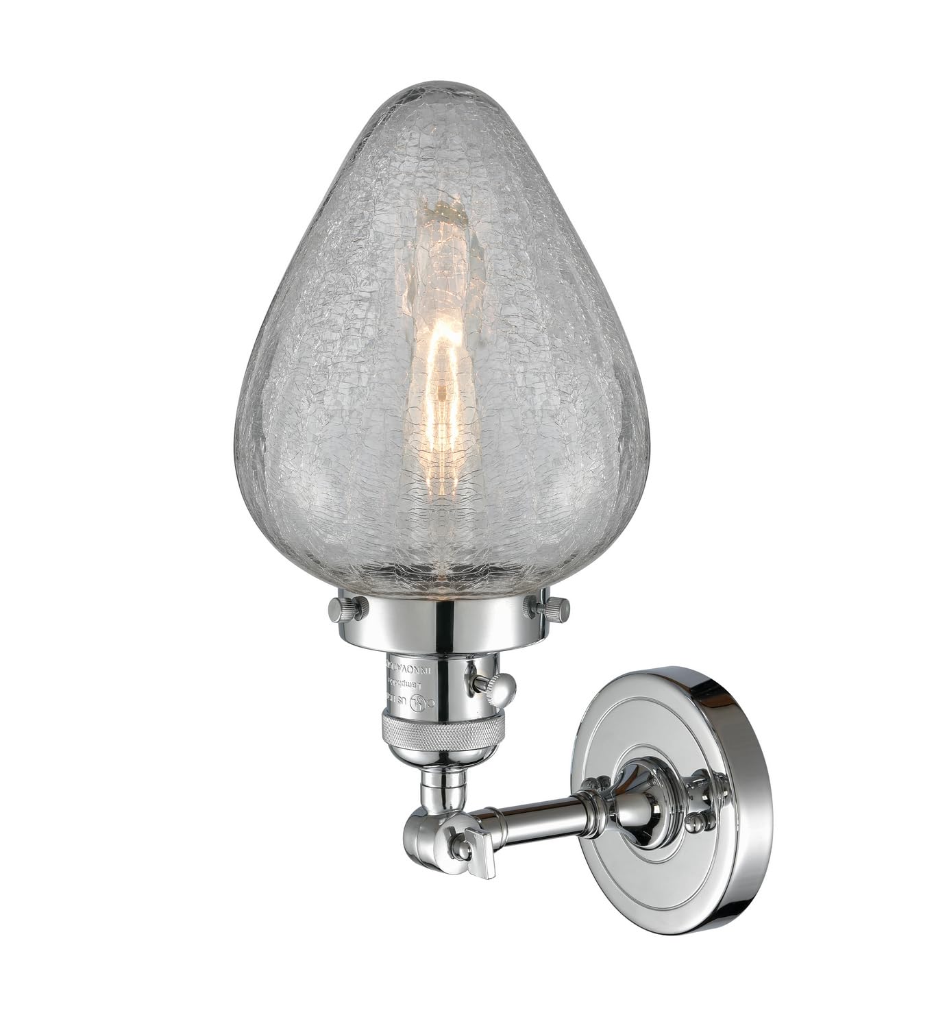 Innovations 203SW-PC-G165 Wall Sconce Light Fixture - 1 Light Polished Chrome Finish with High/Low/Off Switch - Perfect for Bedroom, Hallway, or Entryway Lighting