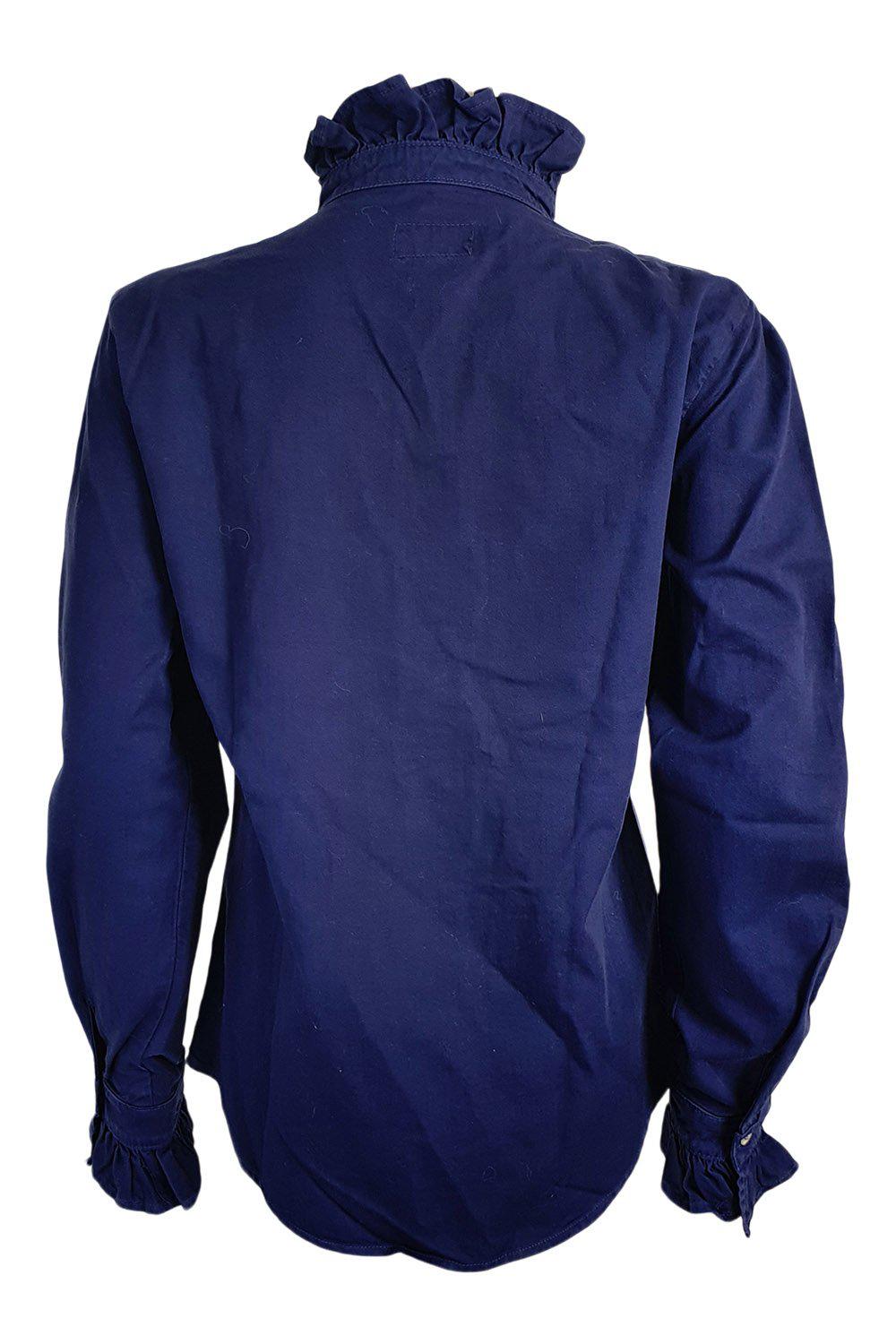 EVE DENIM 100% Cotton Women's Violet Button-Down Shirt in Navy Blue (XS) - Casual Office Wear & Spring Outfits