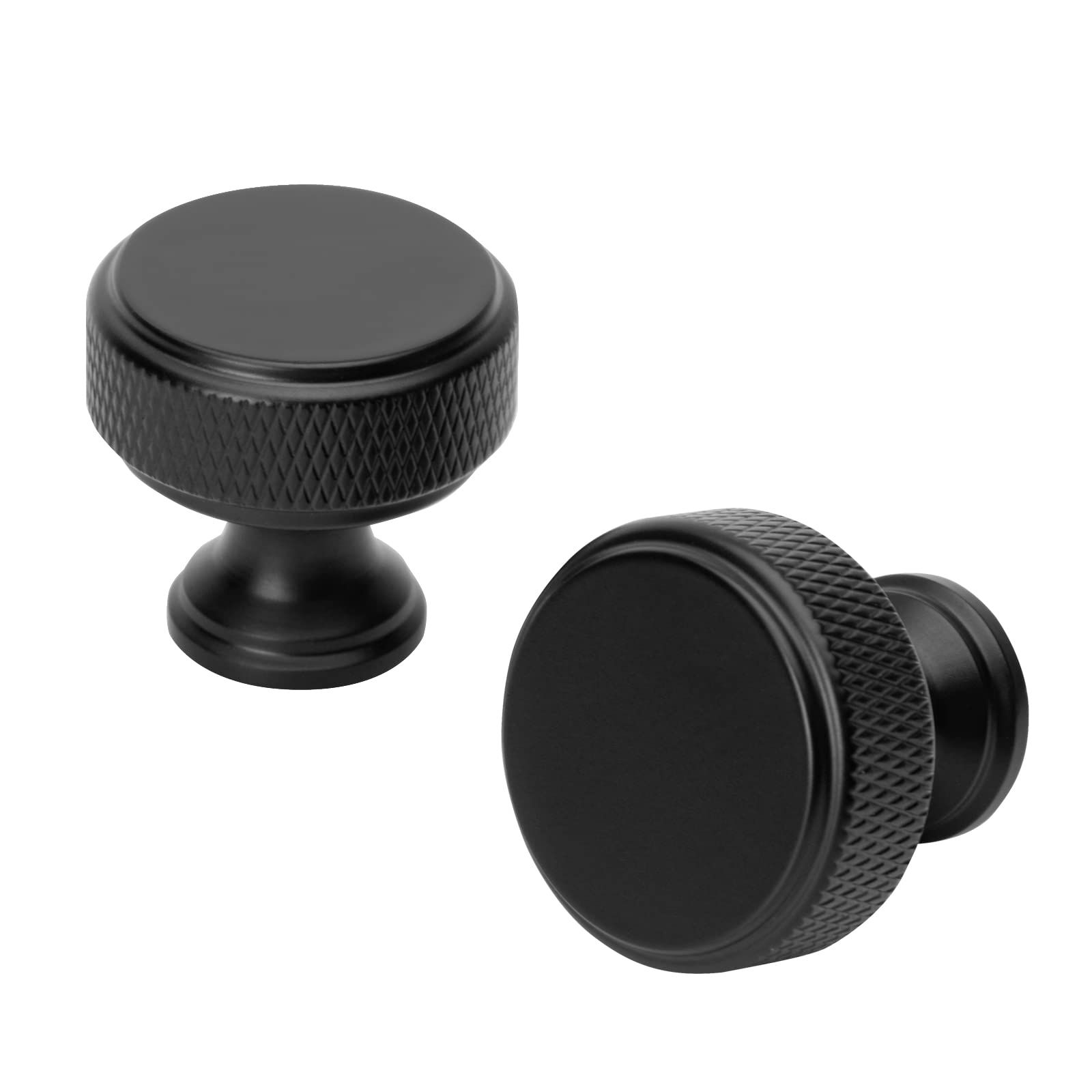 10 Pack Black Knurled Cabinet Knobs - 30mm Round Drawer Pulls for Kitchen, Bathroom & Office - Durable Hardware Handles for Cabinets, Dressers & Furniture