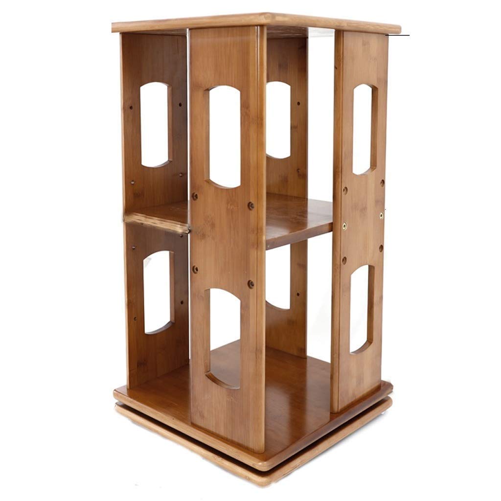 360° Rotating Bamboo Bookcase - Natural Revolving Bookshelf Organizer with Swivel Storage Tower for Home, Office & Library (Color: Brown) | Perfect for Living Room, Study & Kids Room Organization
