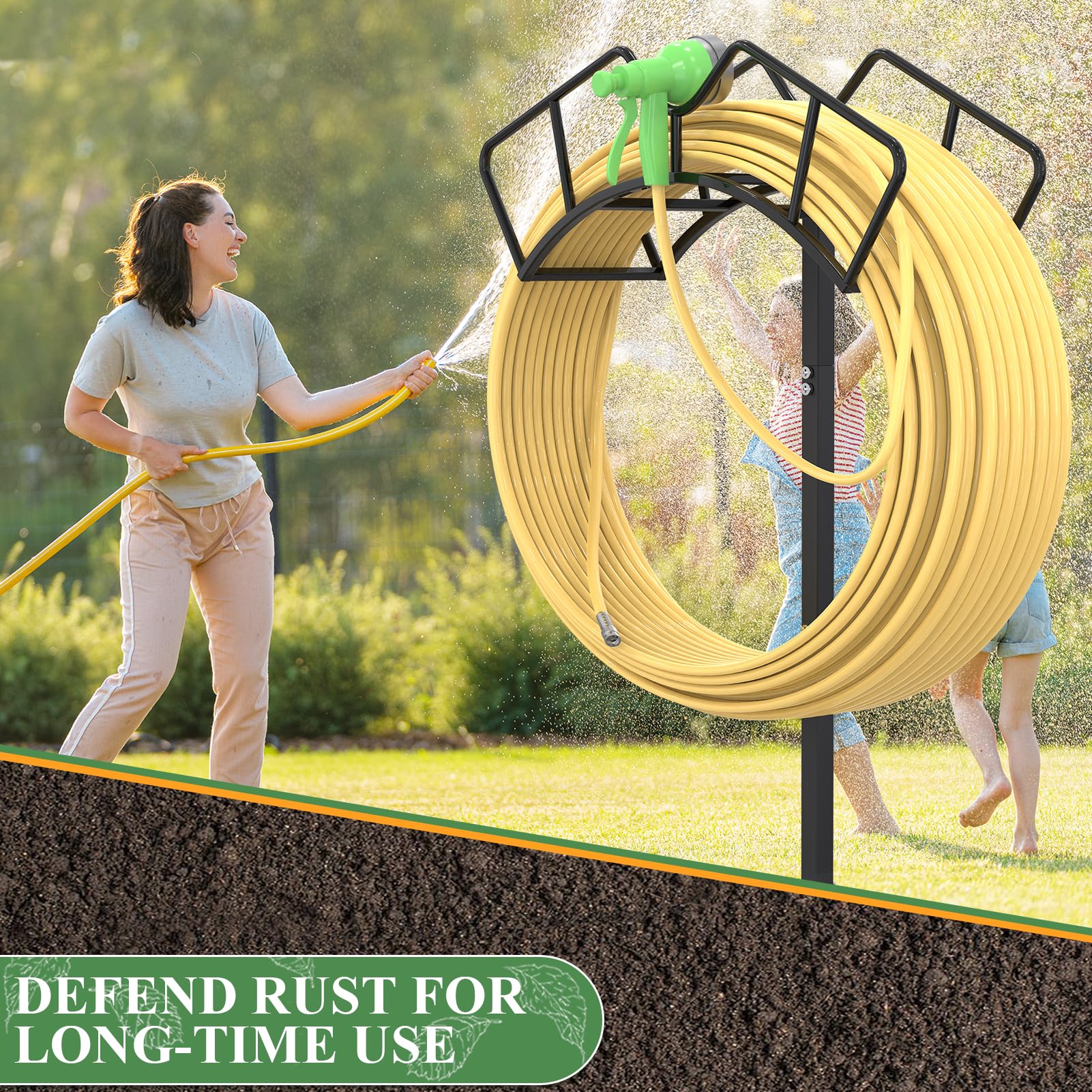 Heavy Duty Garden Hose Holder - Removable Outdoor Hose Storage for 120-Feet Hose - Black Yard & Lawn Hose Organizer - Perfect for Garden, Patio, and Garage Organization