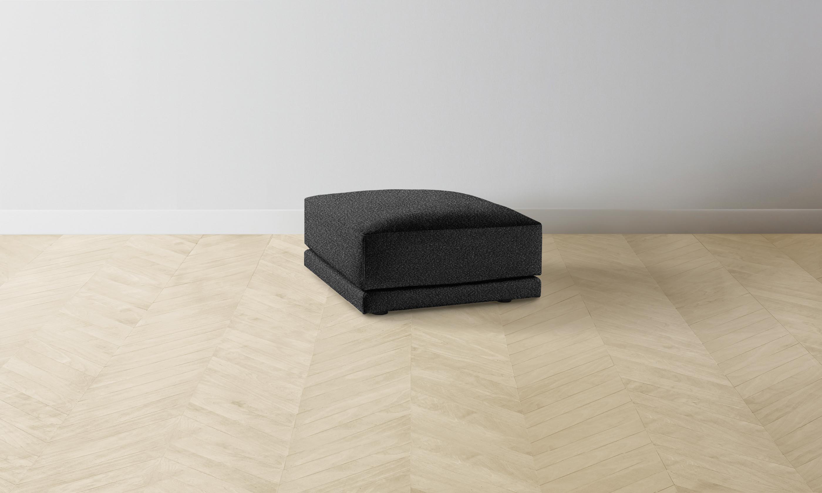 The Jones Ottoman - Italian Bouclé Storm Fabric, Modern Living Room Footrest, Stylish Home Decor for Cozy Spaces & Small Apartments