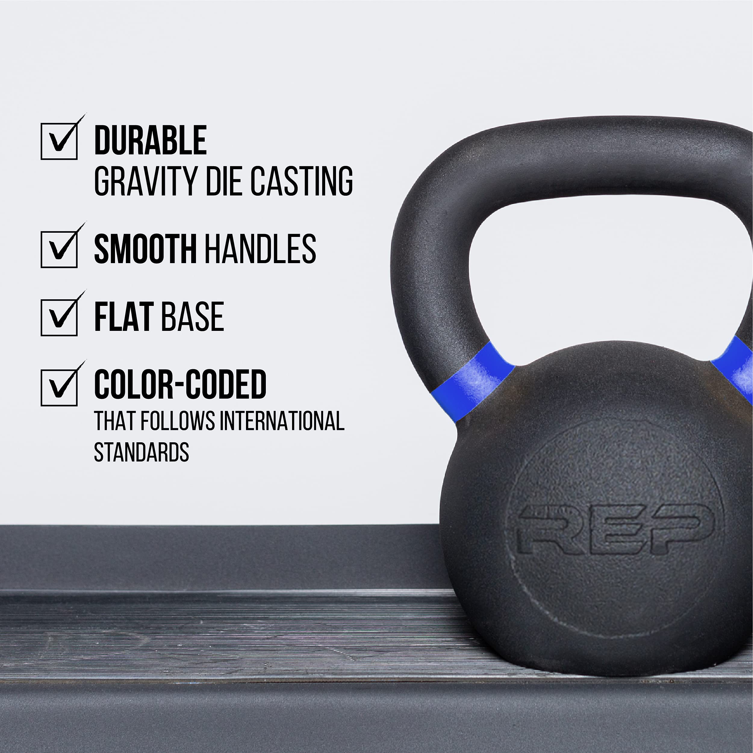 REP Fitness Kettlebells for Strength Training, Conditioning & CrossFit Workouts - Durable Cast Iron with LB/KG Markings - Perfect for Home Gym, CrossFit Box & Functional Fitness Training