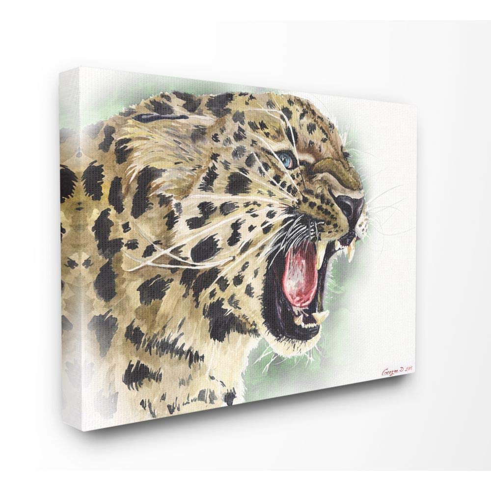 Stupell Industries Cool Leopard Large Cat Animal Watercolor Painting - Wall Art Decor for Living Room, Bedroom & Office - Unique Wildlife Home Decor Gift