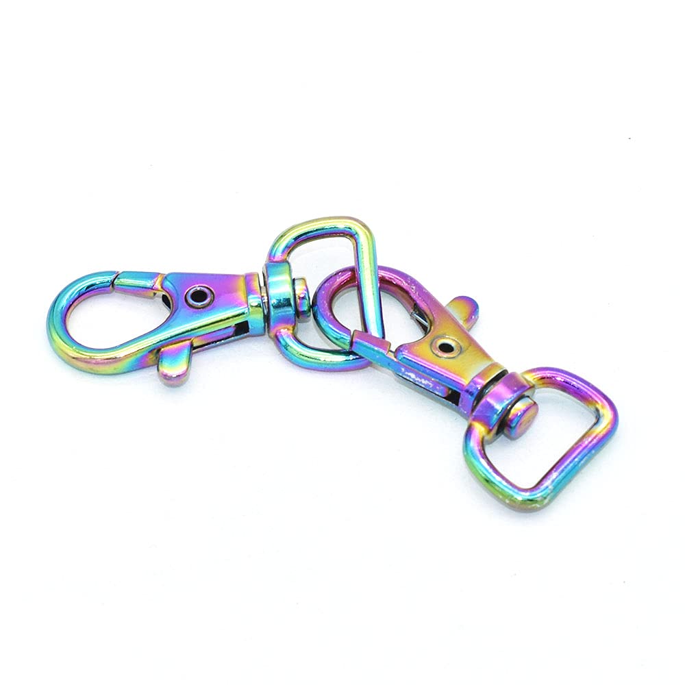 Rainbow Swivel Snap Hook Clasps 6-Pack - Keychain, Bag & Lanyard Clip for Keys & Accessories