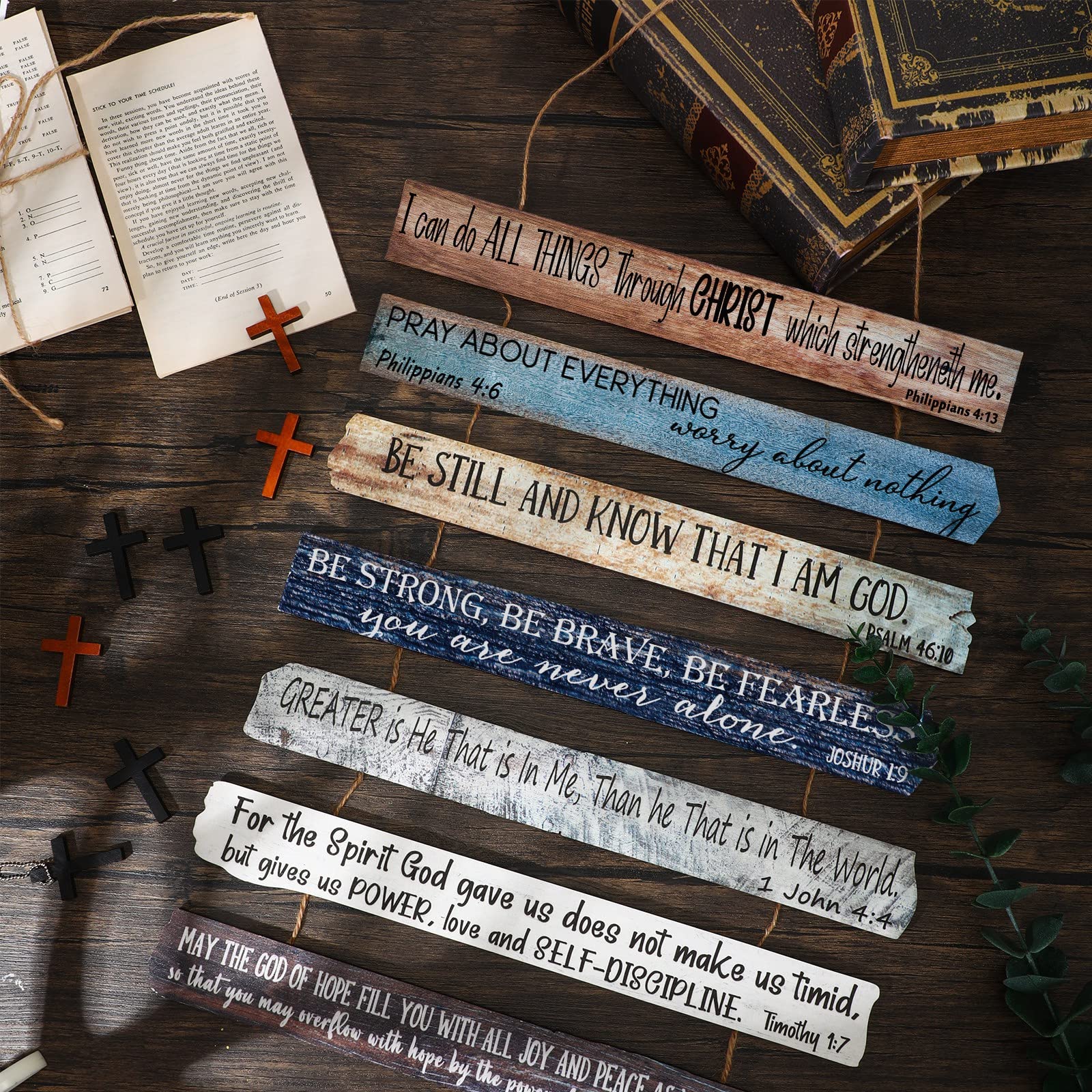 Yookeer Wooden Bible Verse Wall Art - Christian Scripture Decor for Home & Office