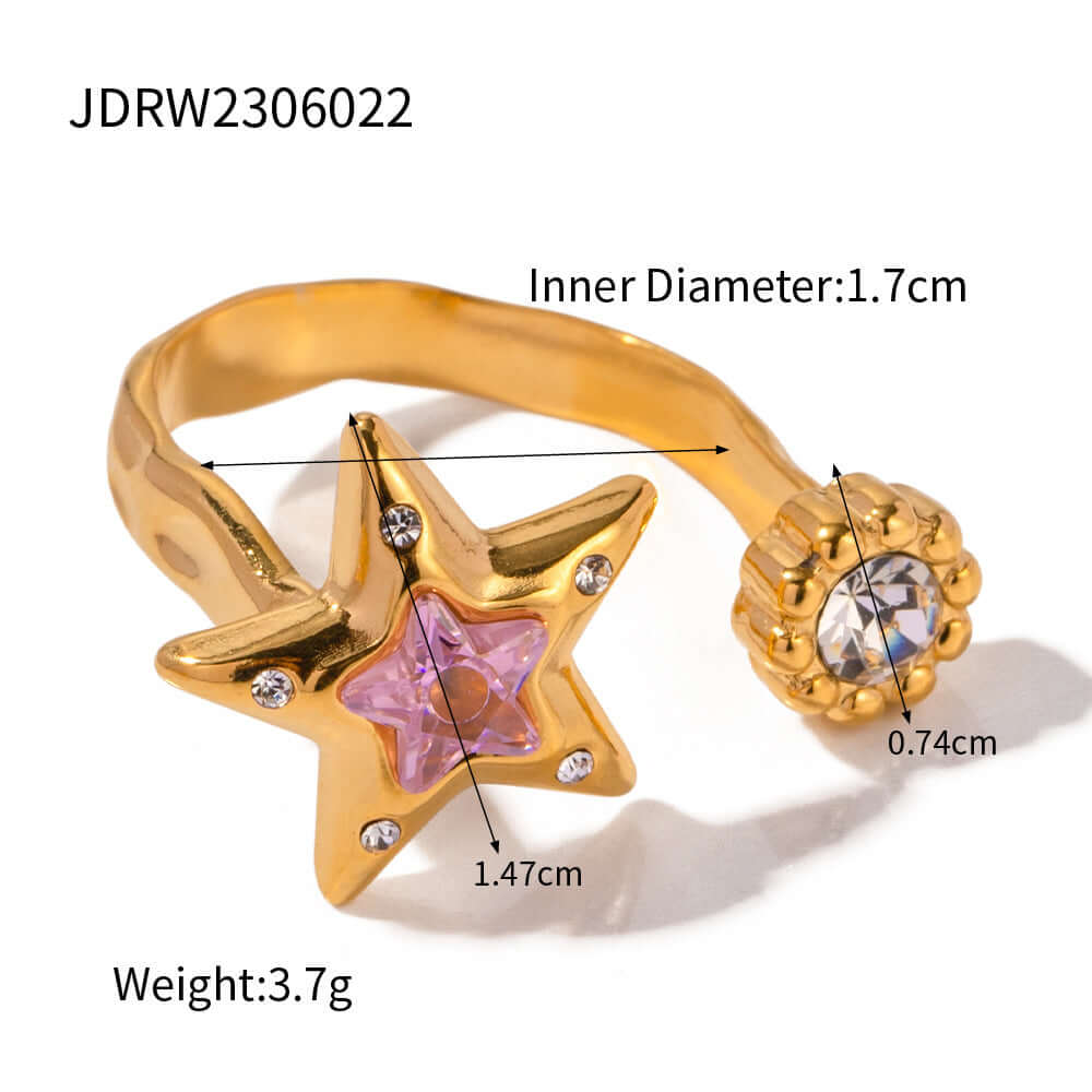 Chunky French Gold Open Cuff Waterproof Split Ring Bracelet | JDR021 | Elegant Jewelry for Women, Perfect for Parties, Weddings & Daily Wear