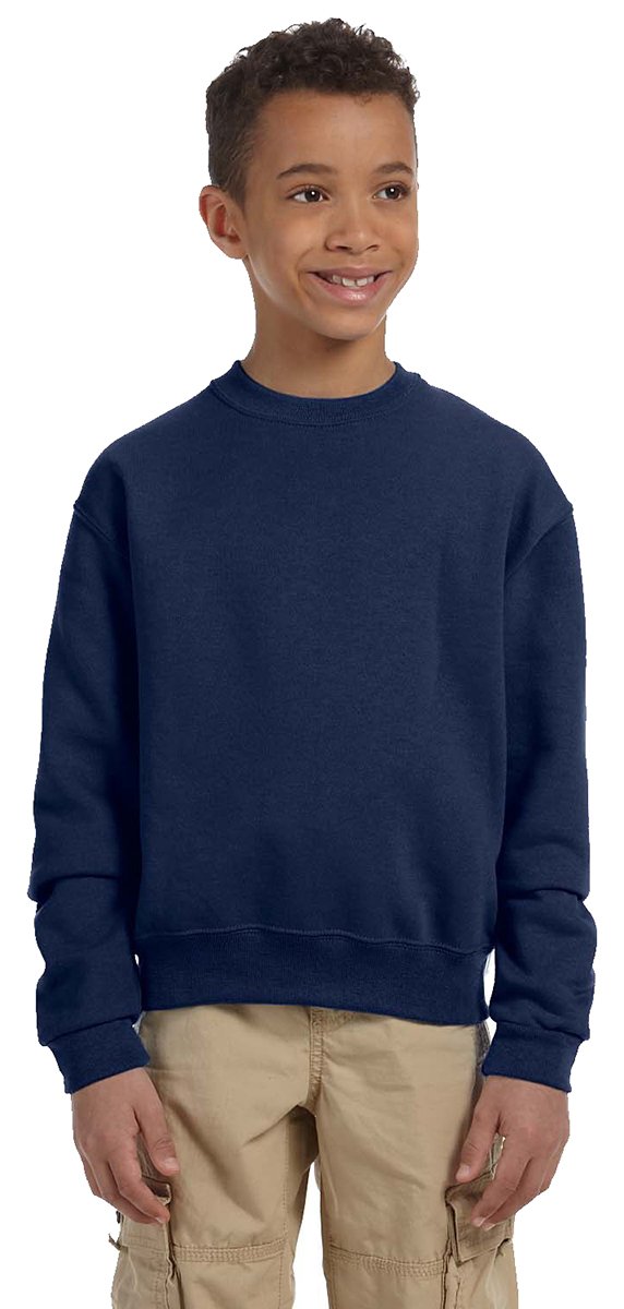 Jerzees Youth NuBlend Crew Neck Sweatshirt 562B - Soft Cotton Blend Pullover for Boys & Girls, Chocolate Brown - Perfect for School, Sports & Casual Wear