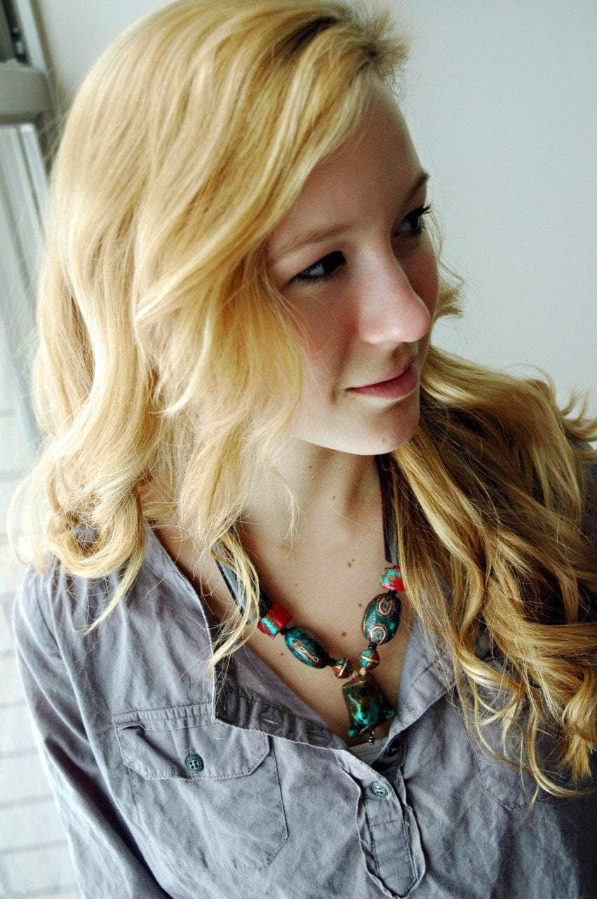 Handmade Tribal Solid Turquoise Necklace for Women – Boho Chic Jewelry for Festivals, Weddings & Everyday Wear