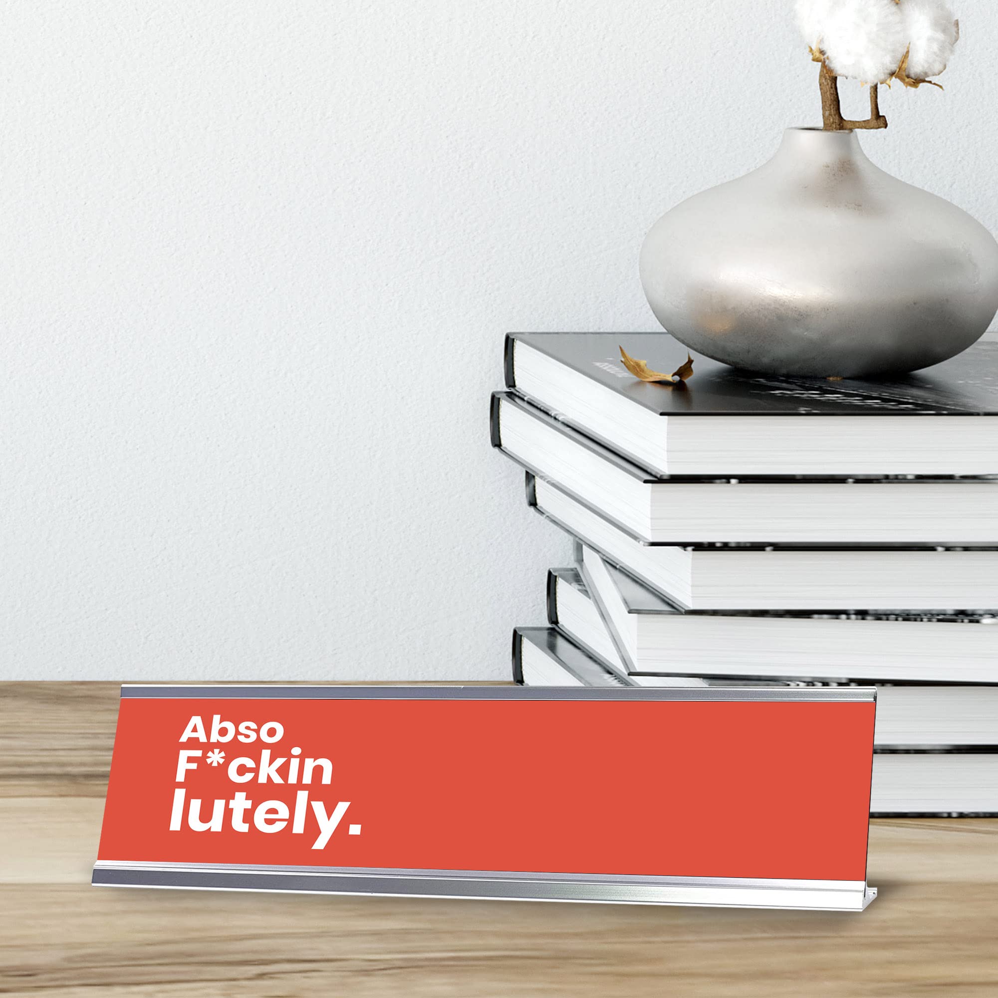 Red and Silver 2x8 Inch Desk Sign - Funny Office Decor for Motivation, Workstations, and Gifts