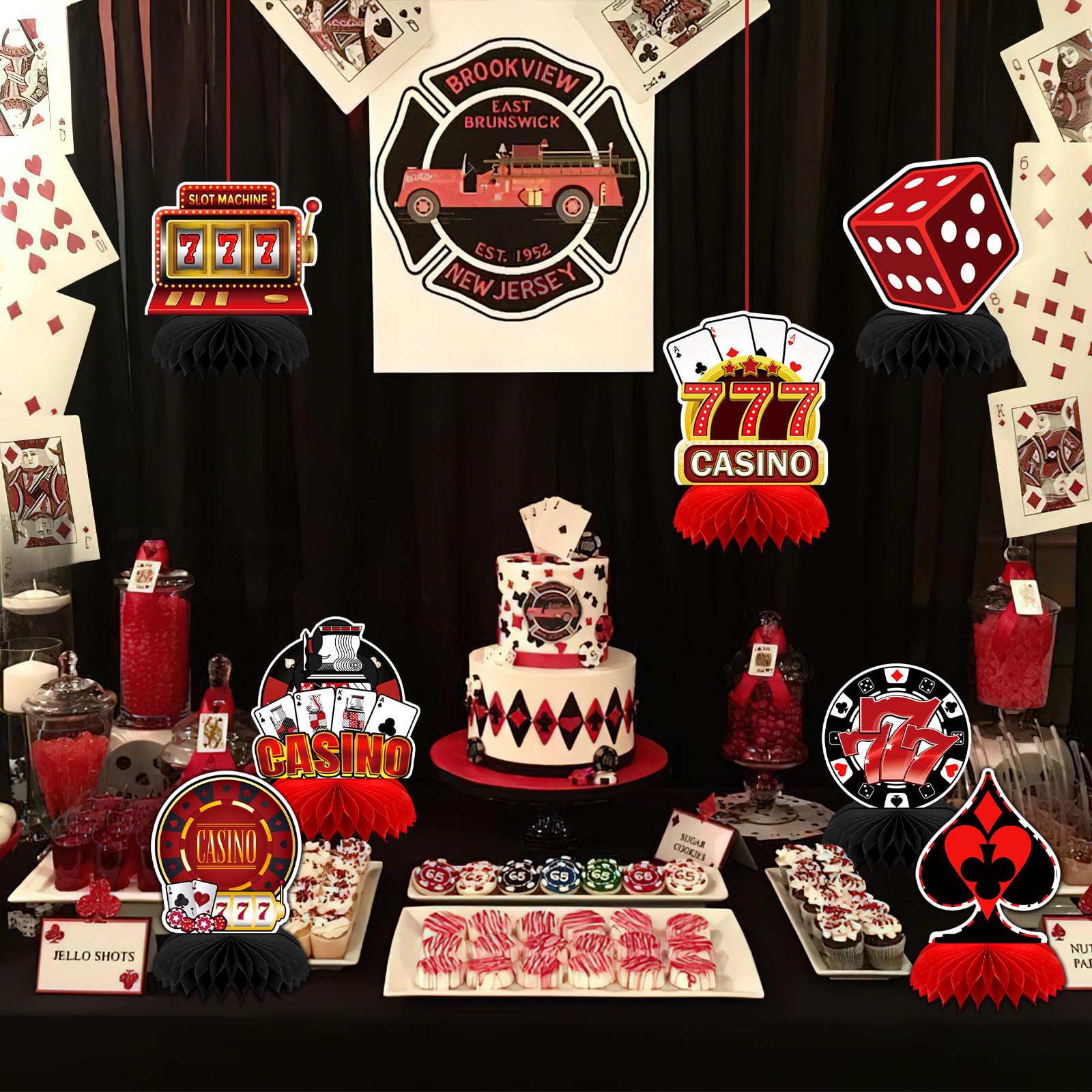 10-Piece Casino Theme Party Decorations Set - Poker Night Decor, Black & Red Table Centerpieces for Casino Birthday Parties | Perfect for Vegas Nights, Gambling-Themed Events & Casino Fundraisers