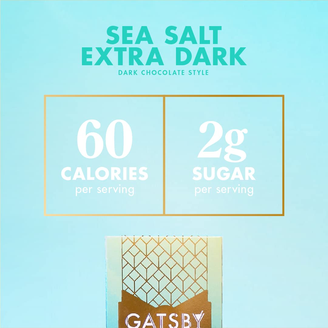 Premium Gatsby Sea Salt Dark Chocolate Bars 12-Pack | Low-Calorie, Low-Sugar, Keto-Friendly Snacks | Perfect for Weight Loss, Healthy Dessert & Office Treats