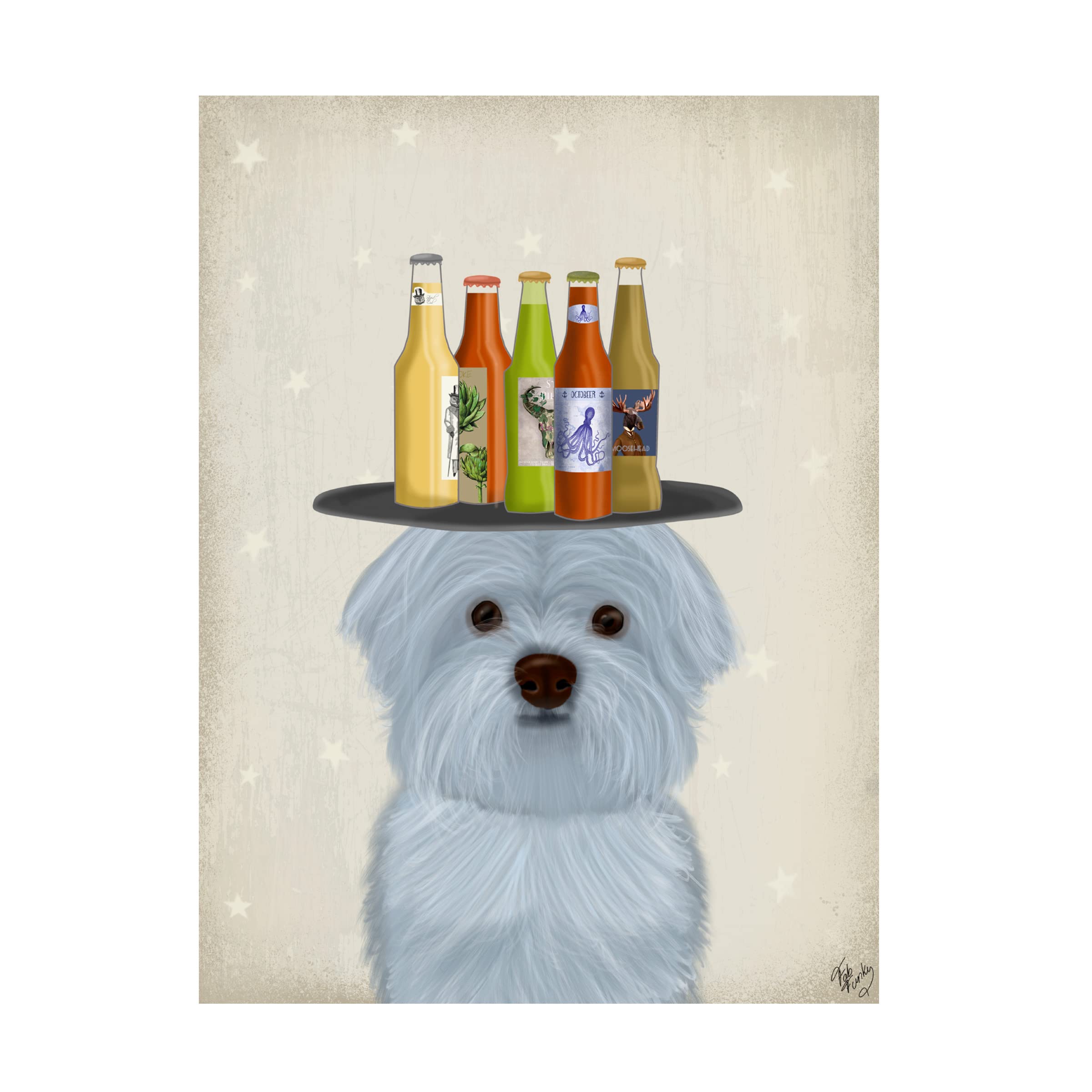 Trademark Fine Art 'Newfoundland Beer Lover' Canvas Wall Art Print by Fab Funky - Perfect for Home Bar Decor, Man Cave & Gift for Beer Enthusiasts