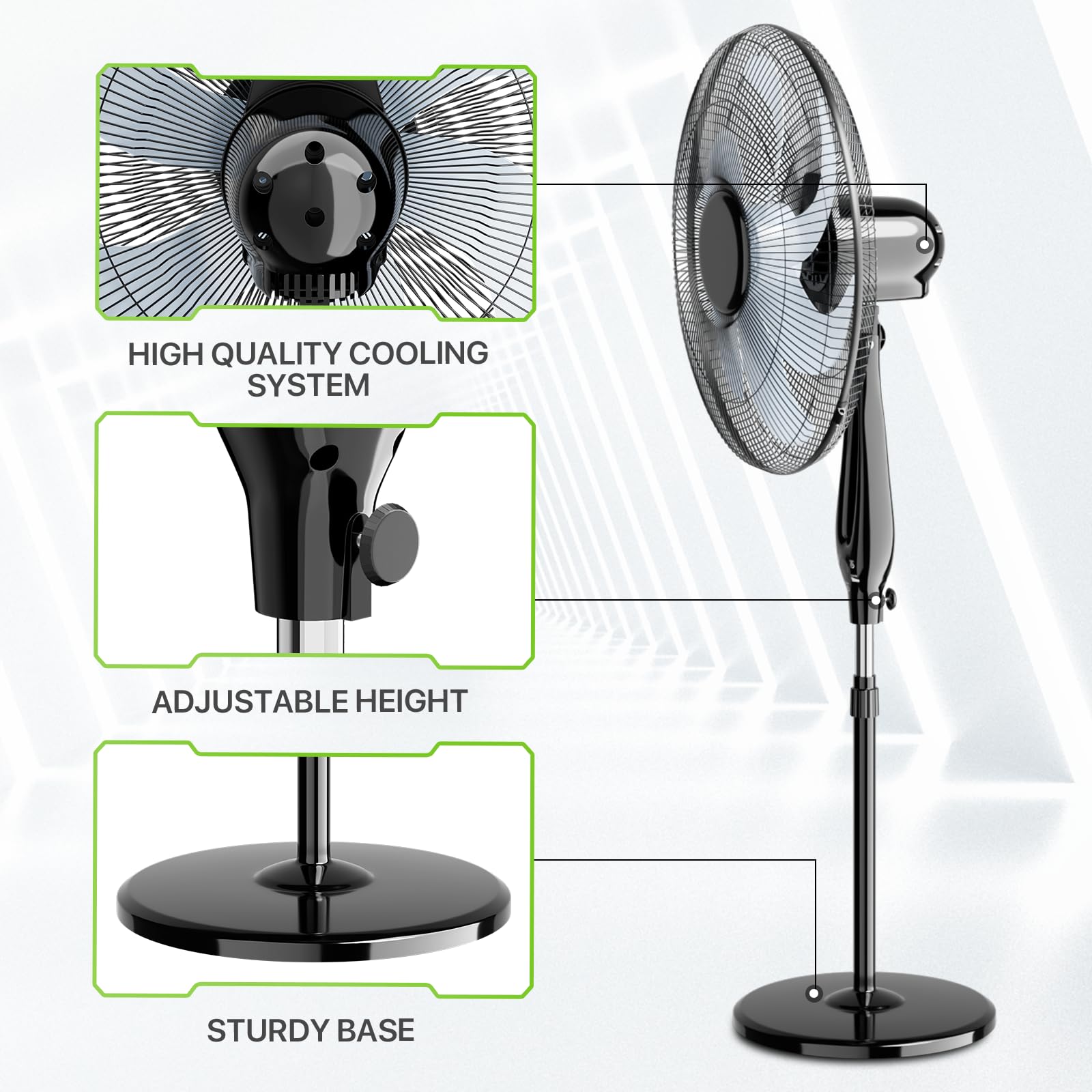 Magshion 17-Inch Oscillating Quiet Pedestal Fan with Remote Control, Timer, Adjustable Tilt Head, 3 Speed Settings - Ideal for Home, Bedroom, Office & Living Room Cooling (Black)