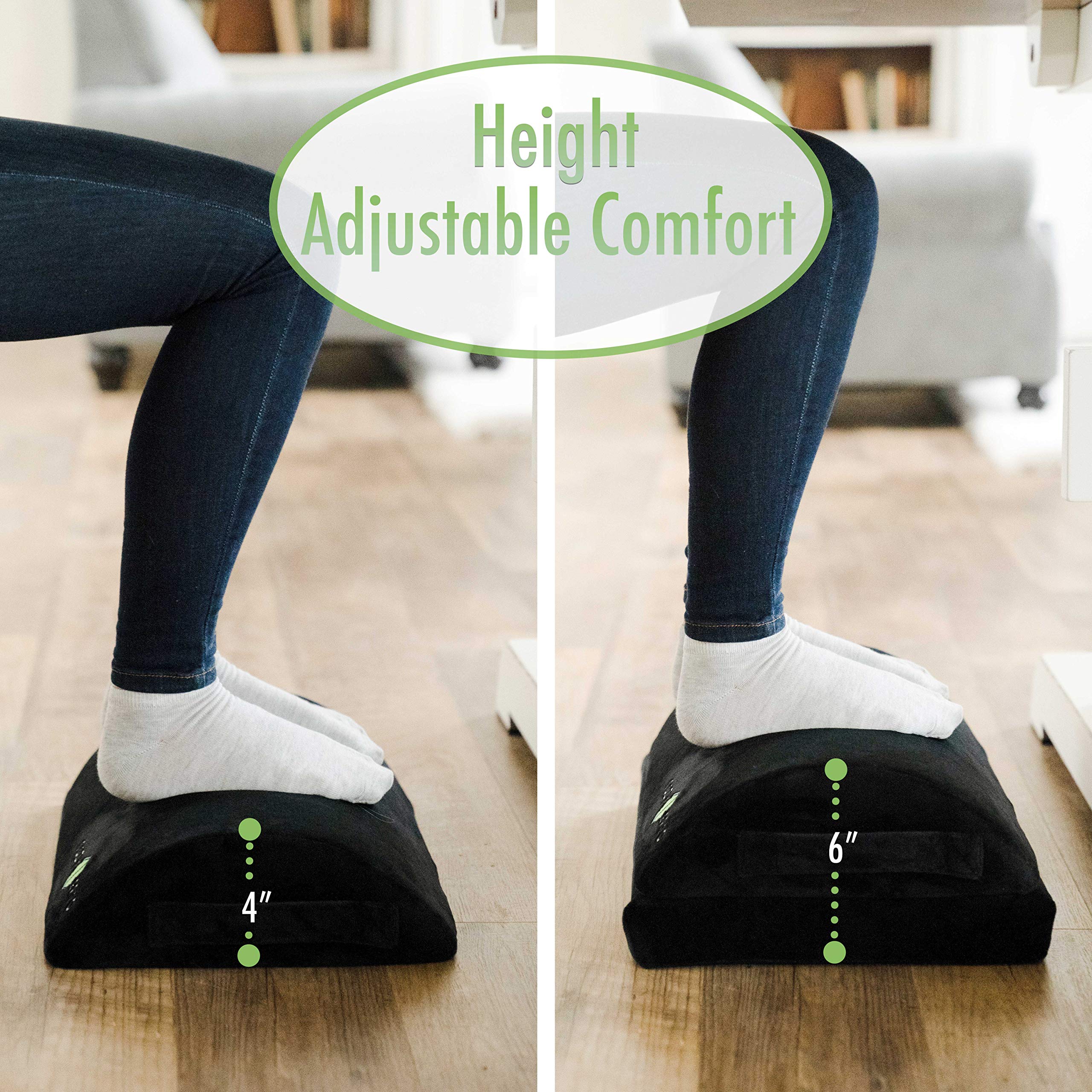 Ergonomic Adjustable Under Desk Foot Rest for Office & Home - Relieves Knee & Back Pain - Supports Swollen Ankles & Improves Posture - Perfect for Workstations, Gaming & Home Office Use
