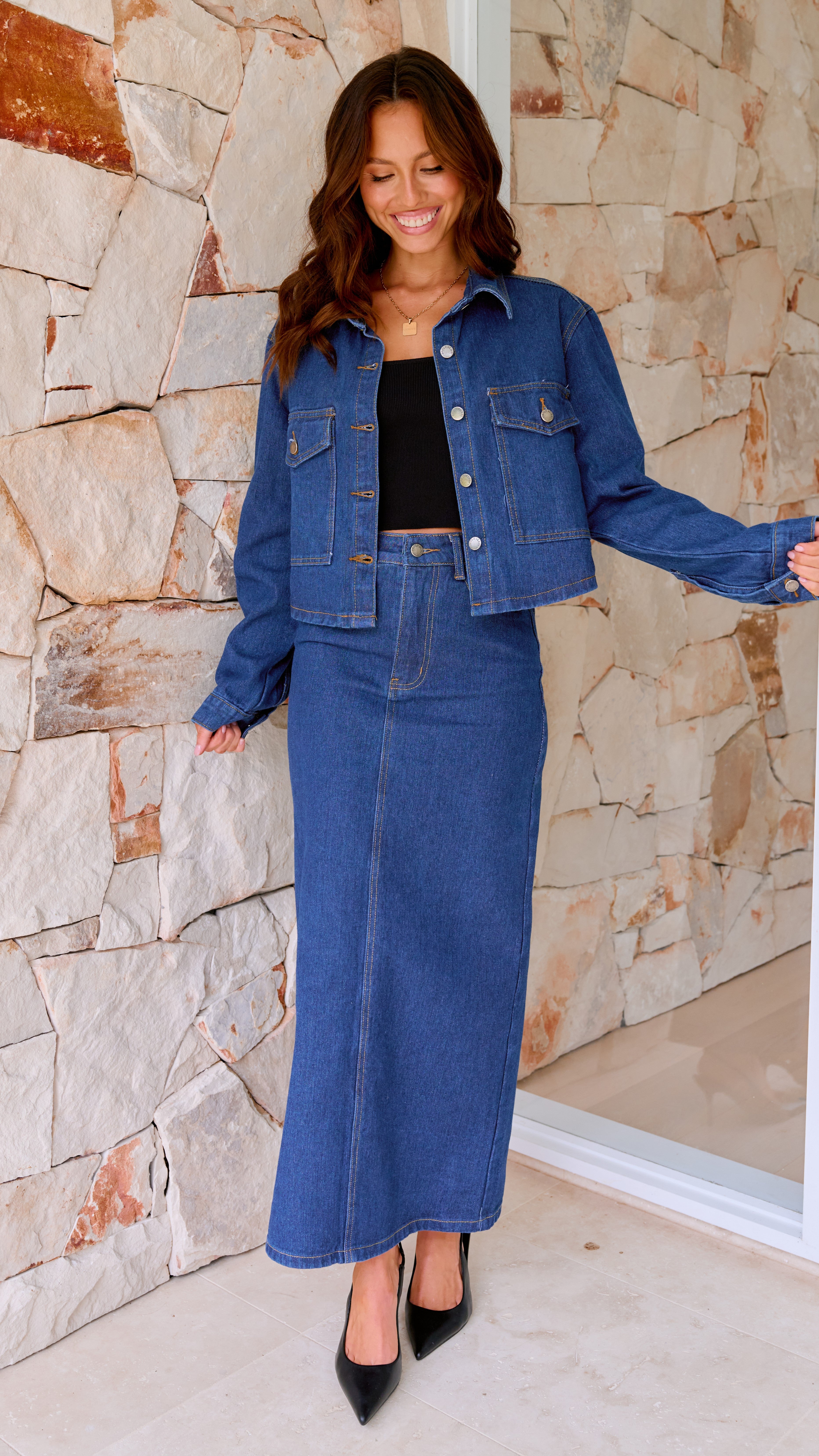 Fiona Denim Maxi Skirt for Women - Indigo Blue Long Denim Skirt | Boho Chic, Casual & Dressy Outfits for Spring & Summer