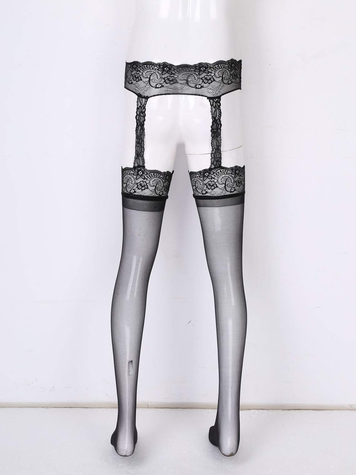 Sexy Fishnet Tights for Men - Thigh High Stockings with Suspenders & Garter Belt | Perfect for Crossdressing, Cosplay & Sensual Nights
