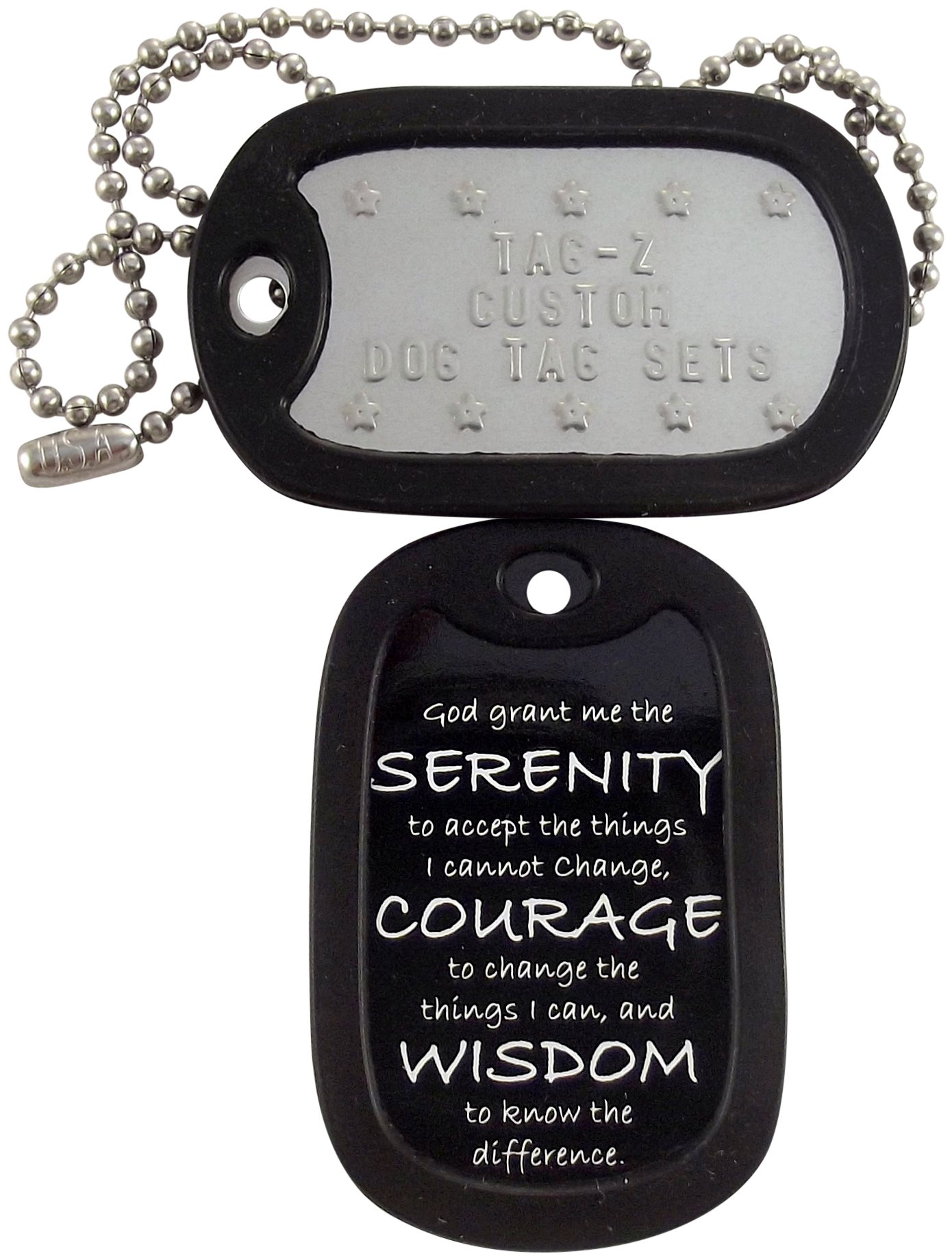Custom Engraved Military Dog Tags with Serenity Prayer - Personalized Stainless Steel ID Tags for Soldiers, Veterans & First Responders - Perfect for Memorials, Gifts & Everyday Wear