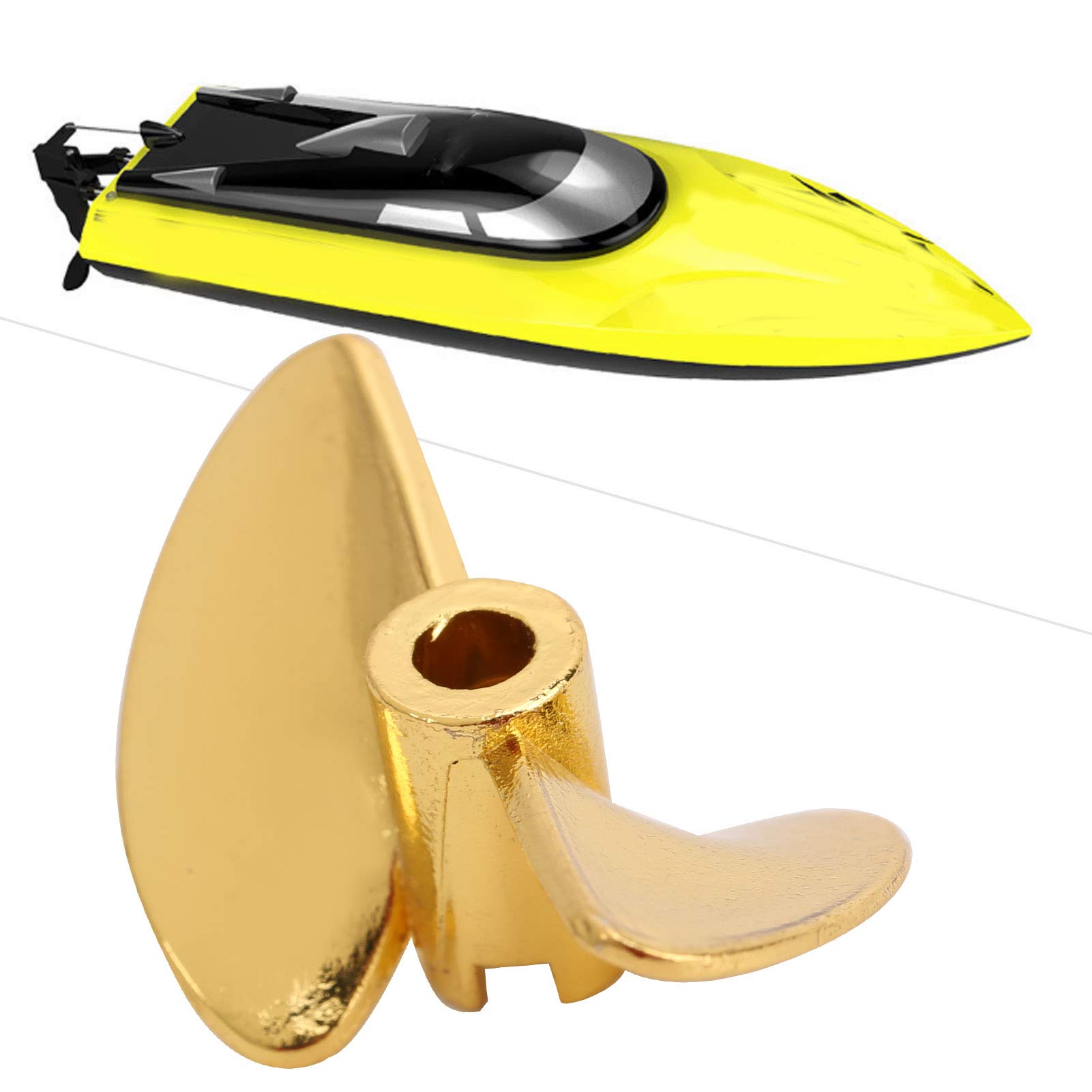 Shanrya High-Performance Aluminum Alloy RC Boat Propeller - Large Thrust, Easy Installation for RC Upgrades & Repairs - Durable Maintenance Part (Yellow) - Perfect for Racing, Hobby Boats & Water Sports
