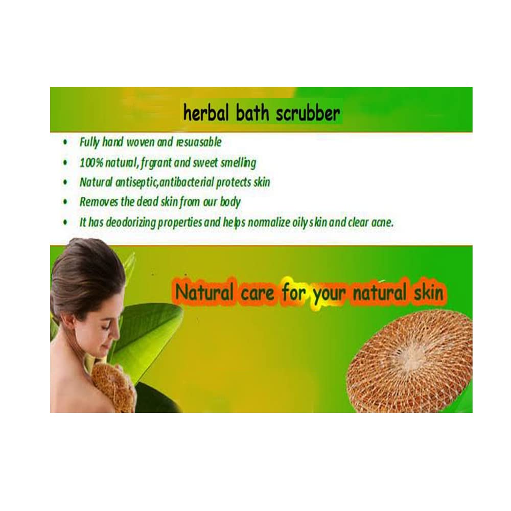 Handmade Vetiver Bath Scrubber – Natural Exfoliating Body Scrub with Cooling Vetiver Root for Stress Relief & Aromatherapy (Khus) – Pack of 1 | Spa Day Essential, Post-Workout Relaxation, Ayurvedic Self-Care Gift