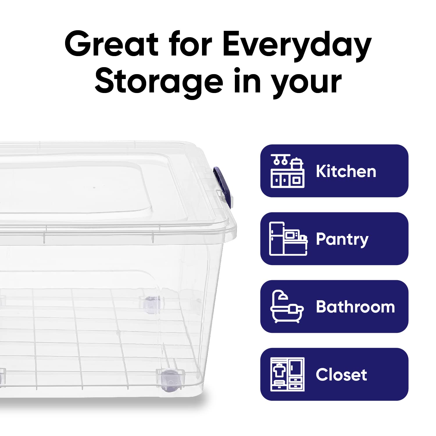 Superio 60 Quart Clear Storage Bin with Lids - Large Stackable Plastic Container with Wheels for Home Organization, Garage Storage & Closet (Ideal for Seasonal Decor, Toys, and Household Items)